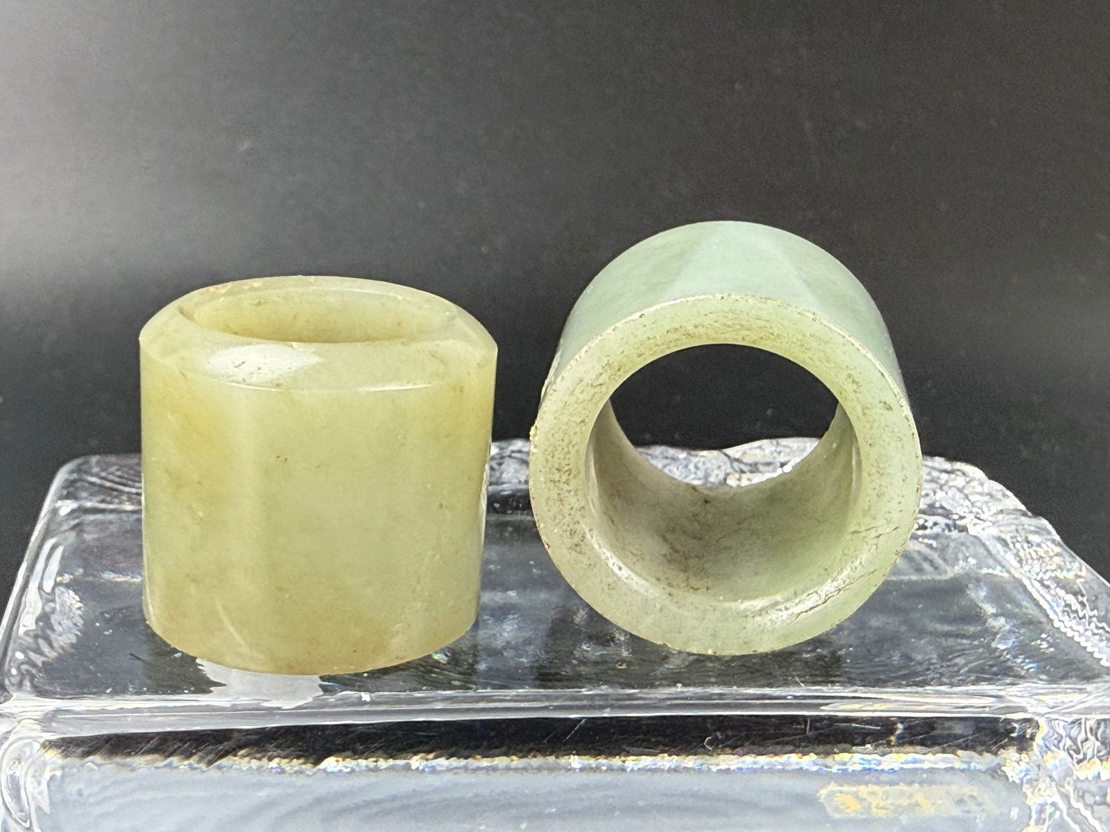 Two Chinese Hetian Celadon Jade Archers Ring (1 of 4)