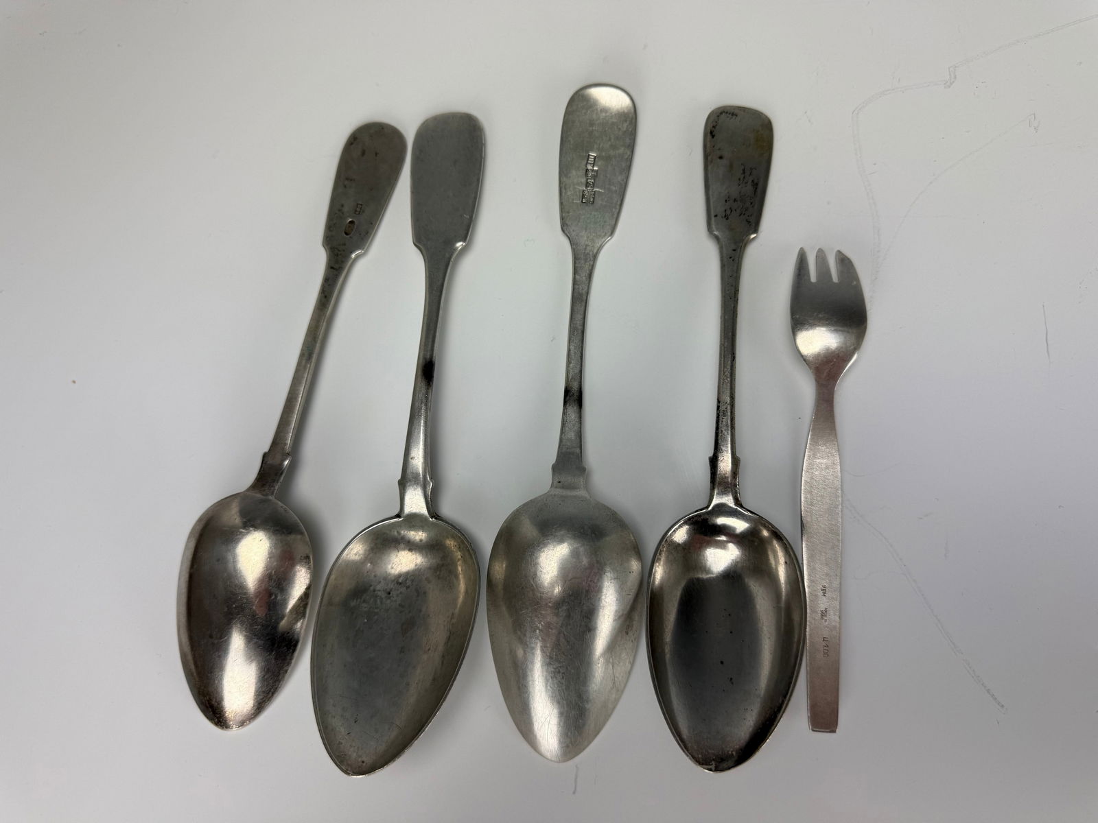 Group of 5 Antique Russia Silver Spoons (1 of 5)