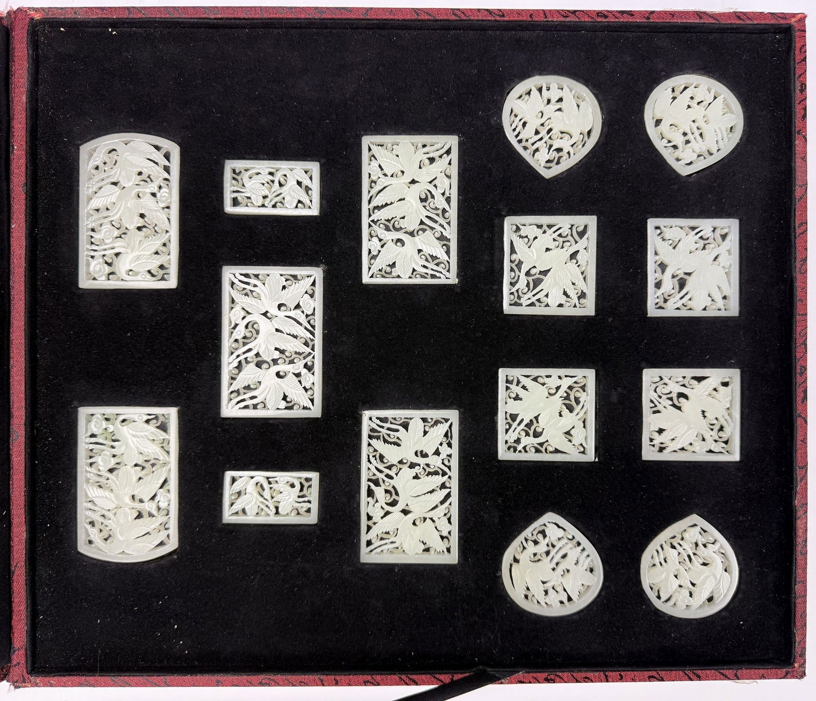 Set of 15 Chinese Carved White Jade Belt Plaques (1 of 4)