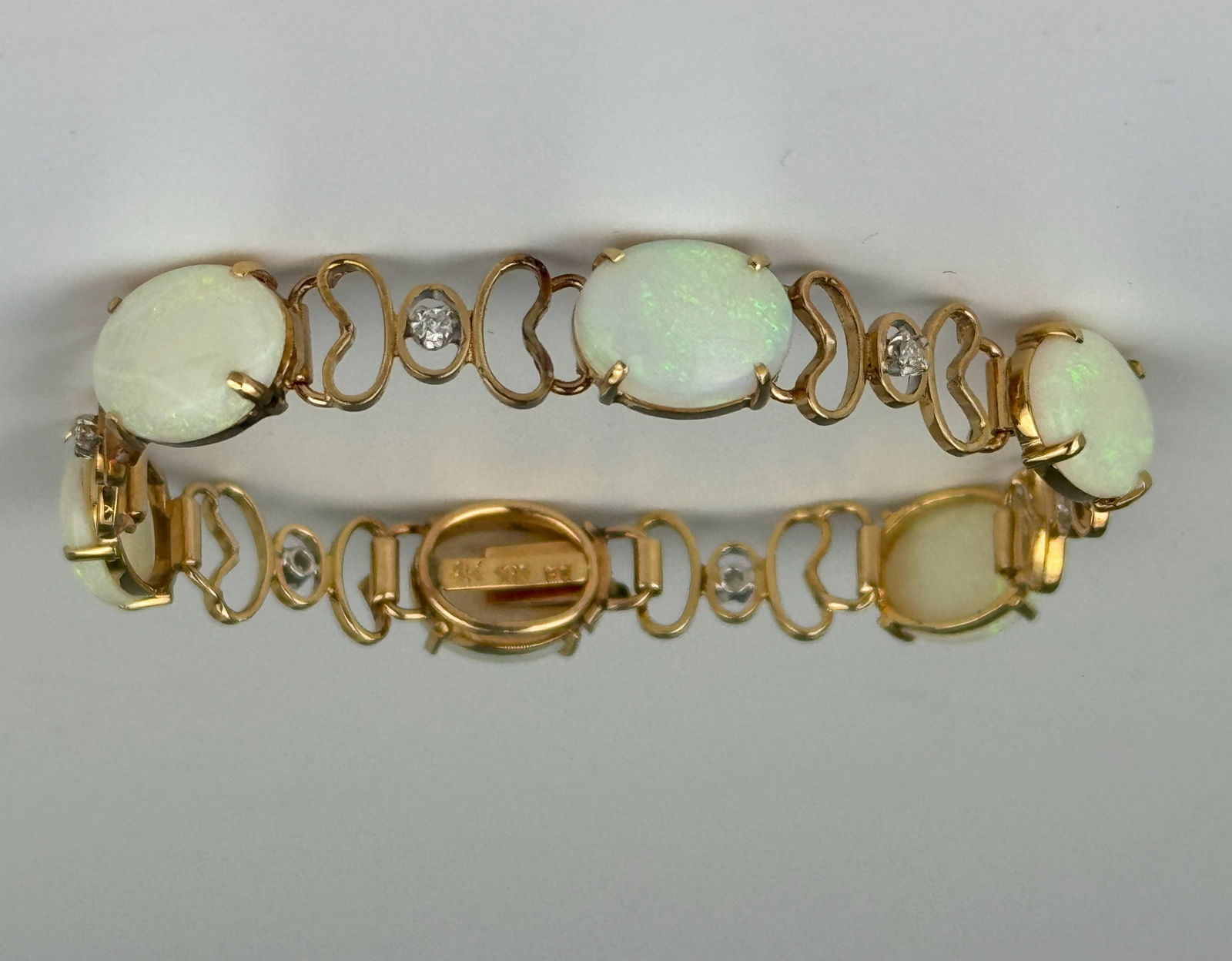 14K Gold White Opal Line Bracelet (1 of 4)