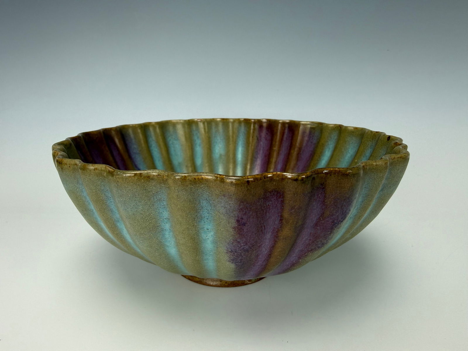 A Large Chinese Sky Blue JUN Style Bowl with Purple Flashes (1 of 6)