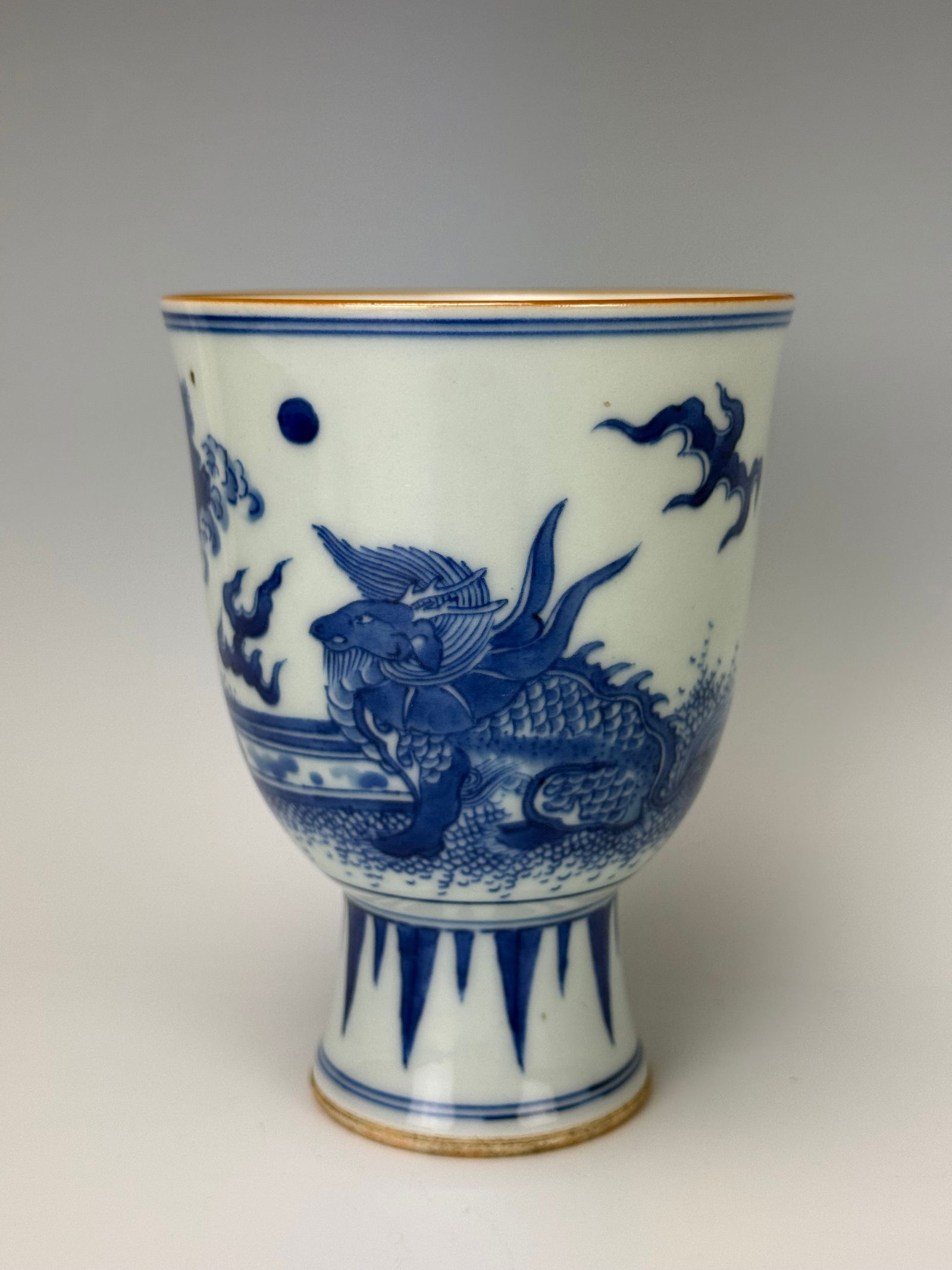 Chinese Blue and White Porcelian Bell Shaped Cup (1 of 6)