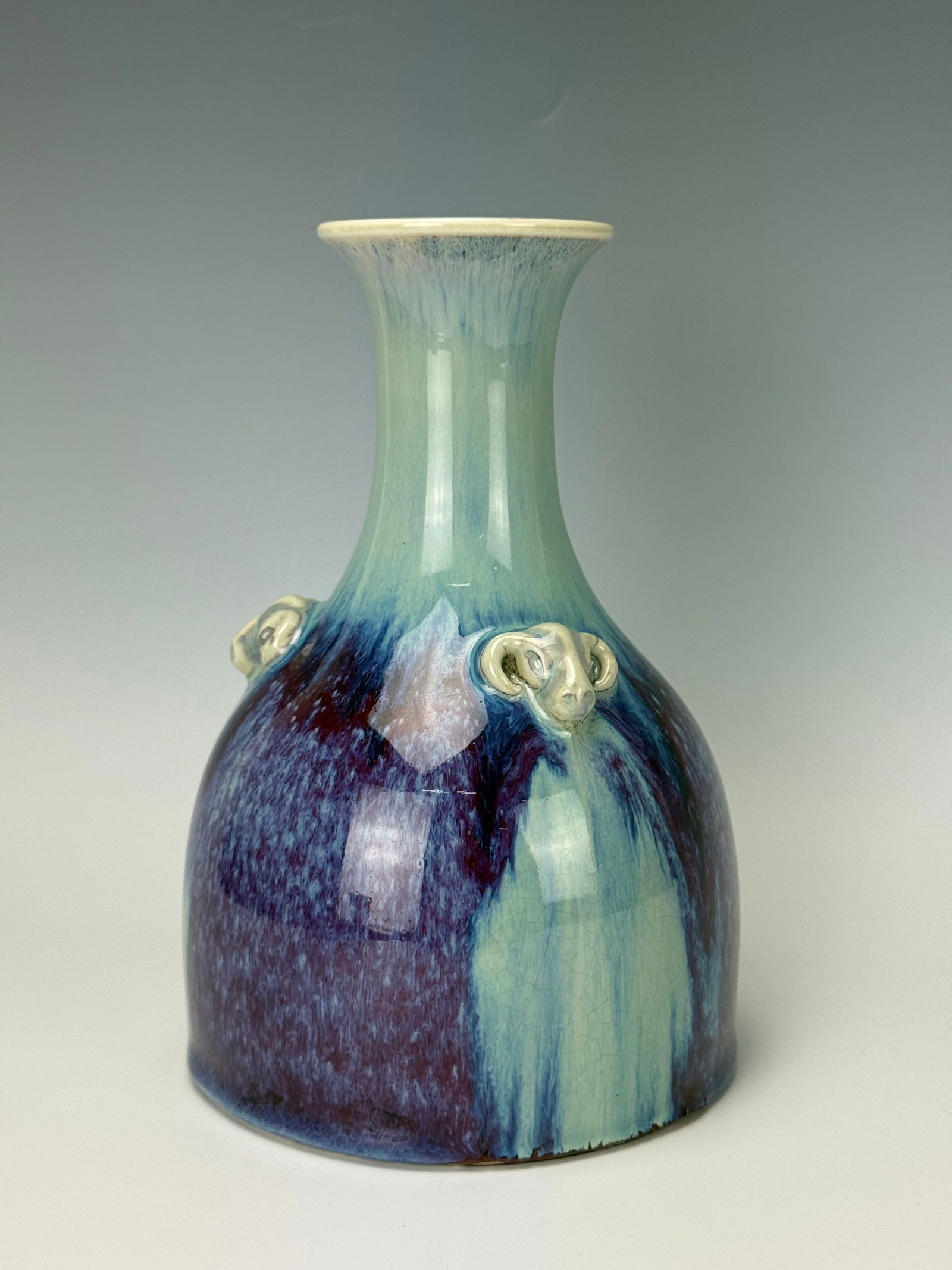 A Chinese Flambe Glazed Three Rams Vase Yongzheng Mark (1 of 7)