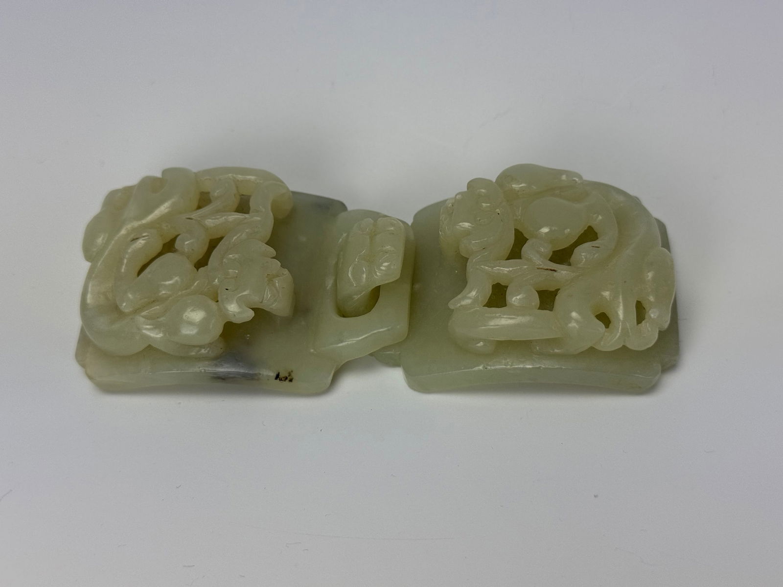 Antique Chinese Hetain Celedon Jade Belt Buckles (1 of 6)