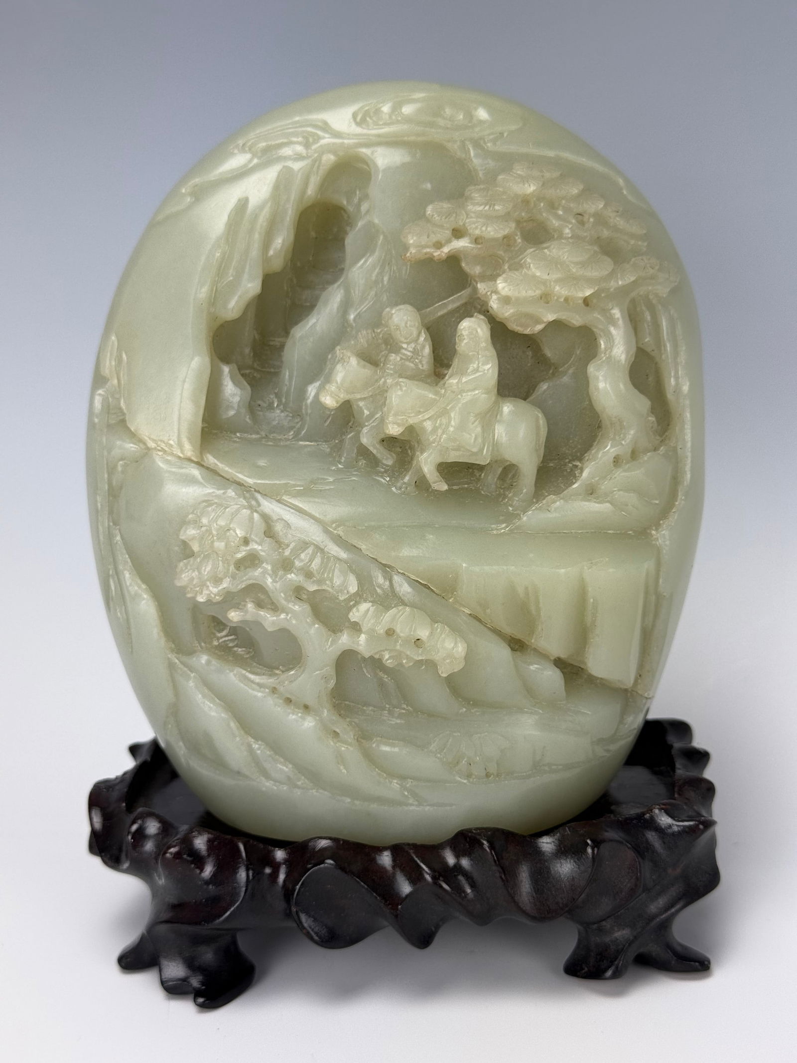 A Chinese Carved Celadon Jade Boulder (1 of 5)