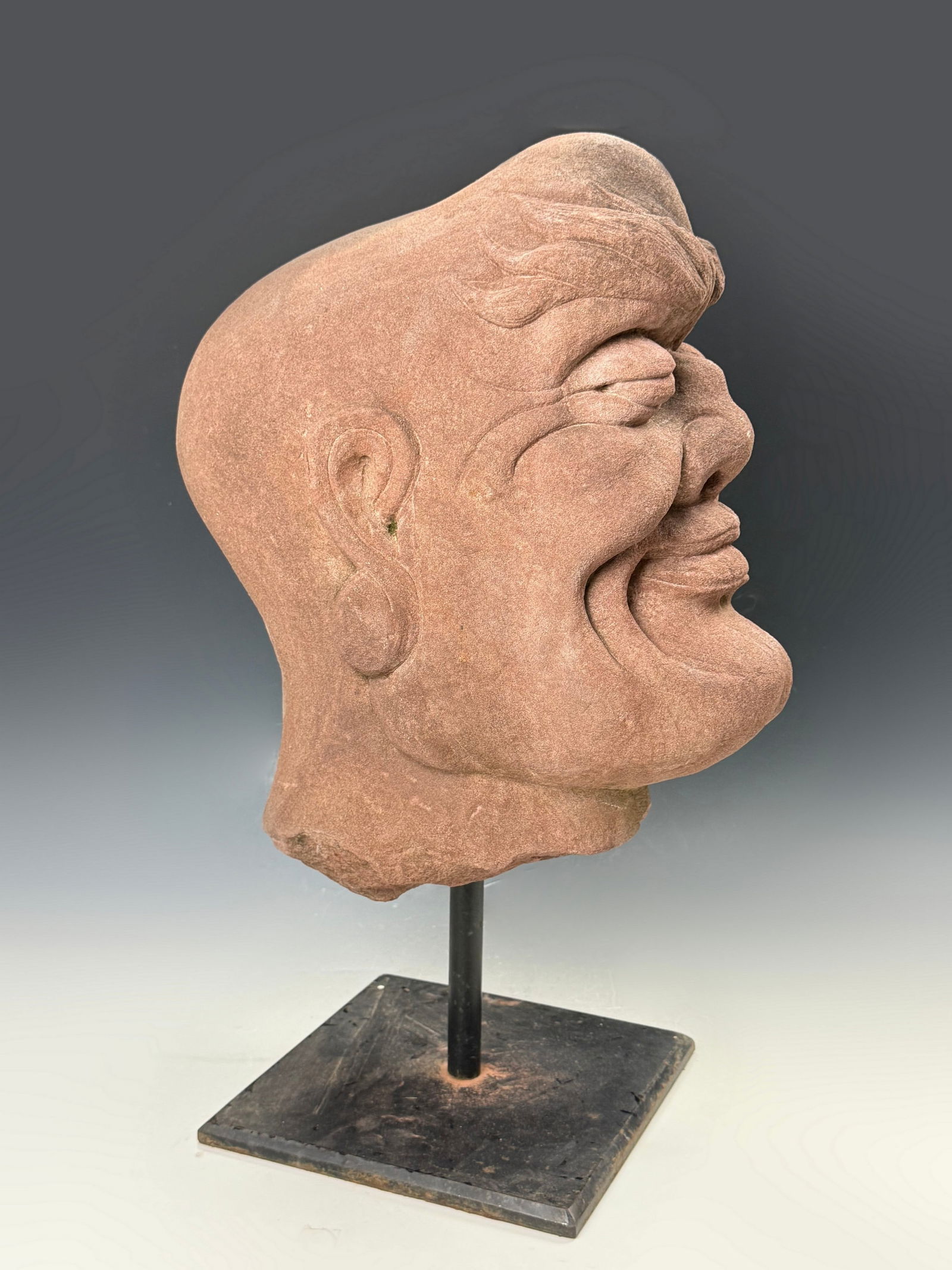 Chinese Carved Sandstone Luohan Head (1 of 5)