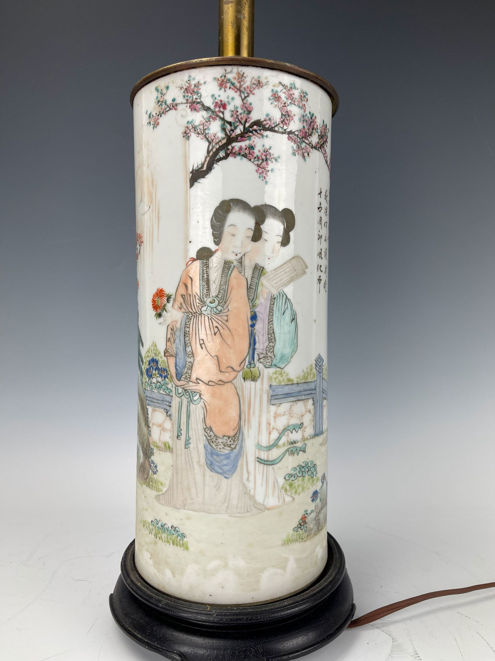 Xinheshi 1904 Qianjiangcai Porcelain Hat Stand Vase Lamp (1 of 7)