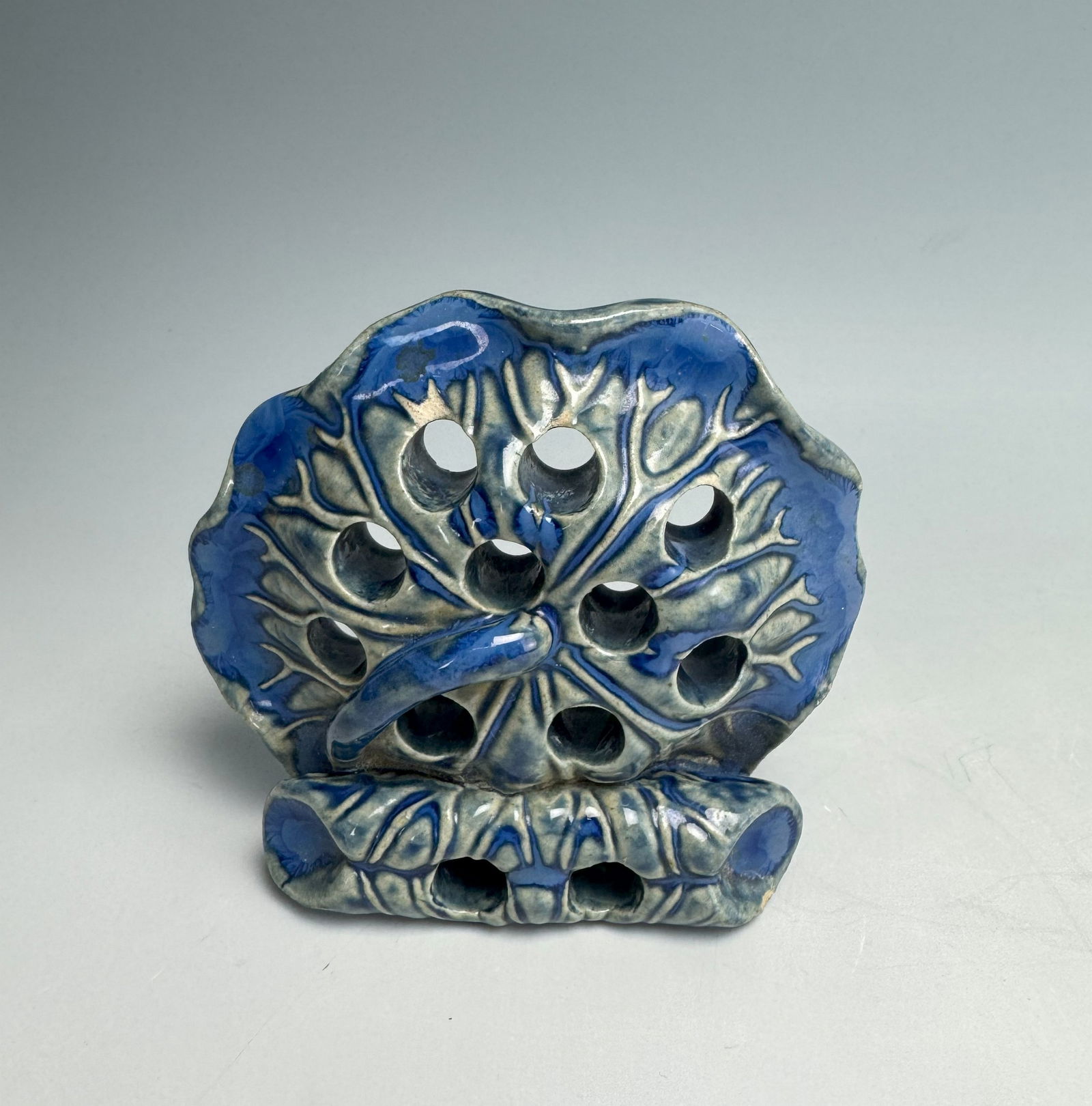 Chinese Shekwan Blue Glazed Lotus Leaf Shaped Brush Palette (1 of 4)