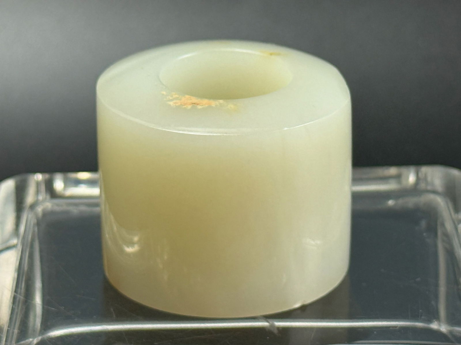 Chinese Hetian White Jade Archers Ring,size 4x 3 cm.Preview from Feb 23rd to 27th from 1:00 PM TO (1 of 5)
