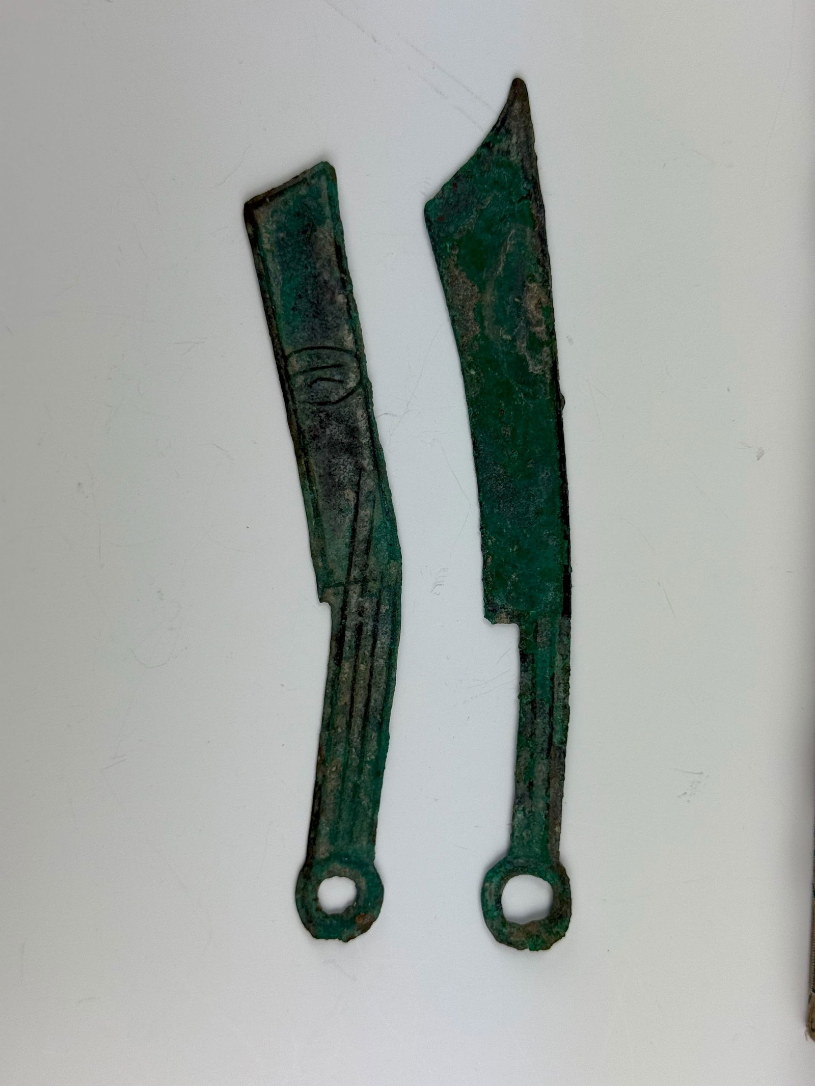 Pair of Chinese Bronze Qi Knife Coins,size 13 x 2 cm,Preview from Feb 23rd to 27th from 1:00 PM TO (1 of 4)