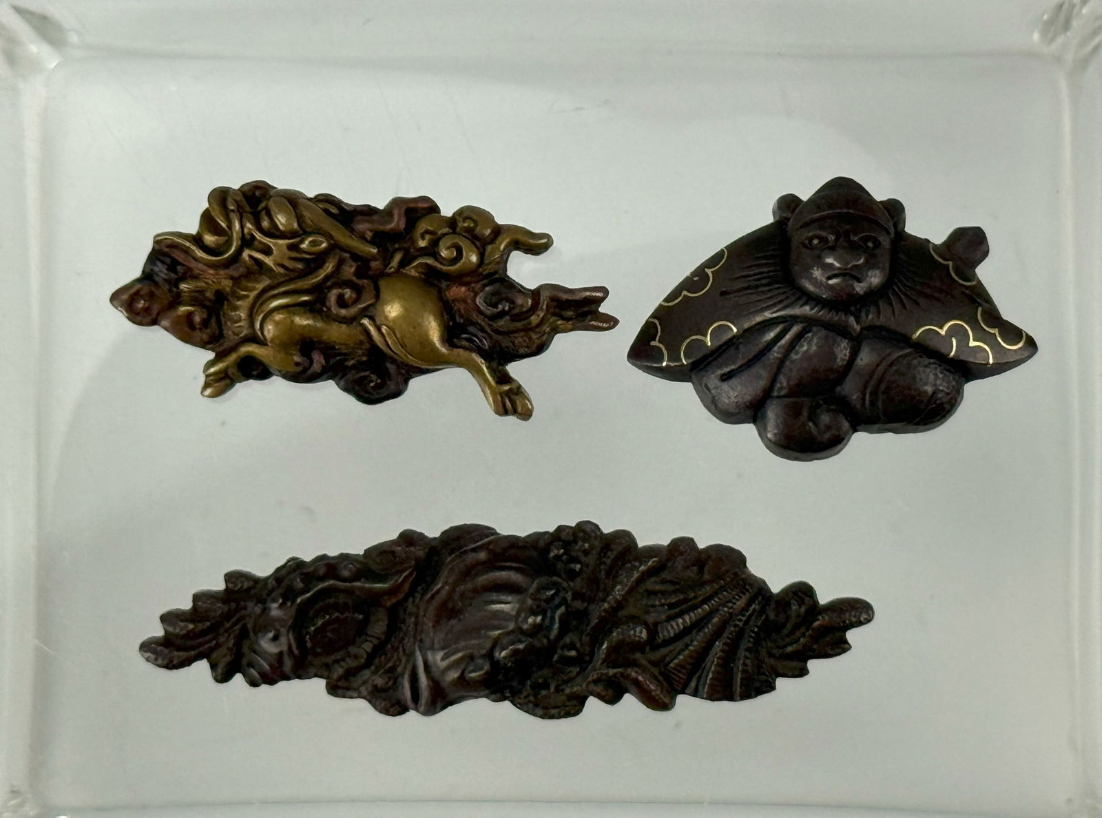 Three Pieces of Japanese Sword Ornaments Menuki,W 5 cm(2 in.).Preview from Feb 23rd to 27th from (1 of 3)