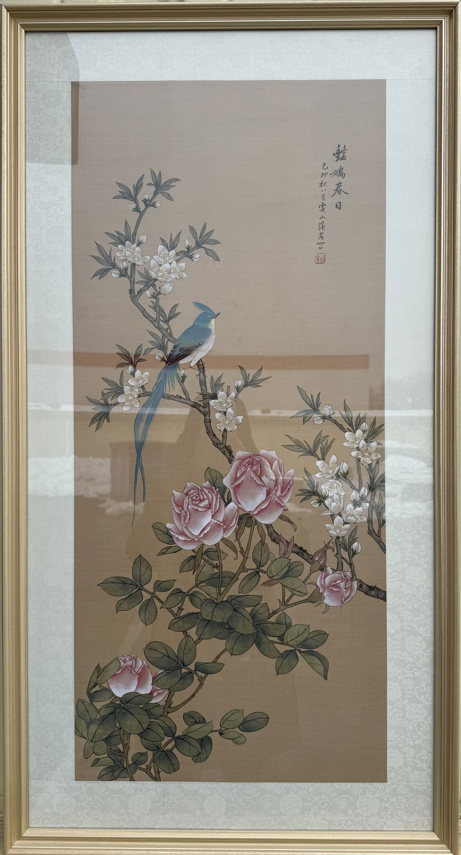 A Chinese Bird and Flower Painting Ink and Color on Paper (1 of 3)