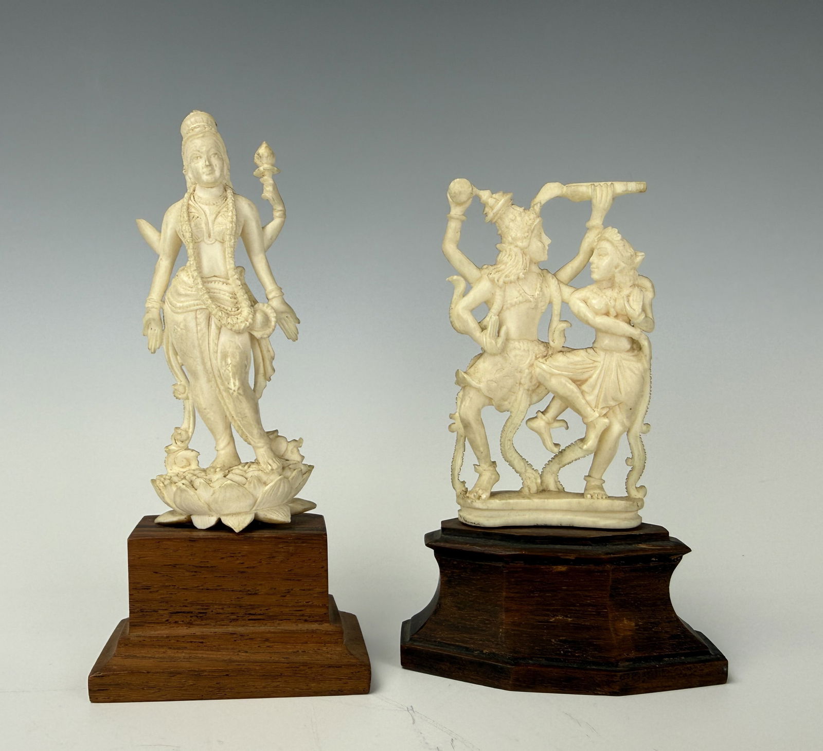 Two Antique Indian Figures: Two Antique Indian Figures , H 13 cm(5 in.).Preview from Feb 23rd to 27th from 1:00 PM TO 5:00 PM Eastern Time, Location: 15229 Display Court, Rockville, MD 20850.