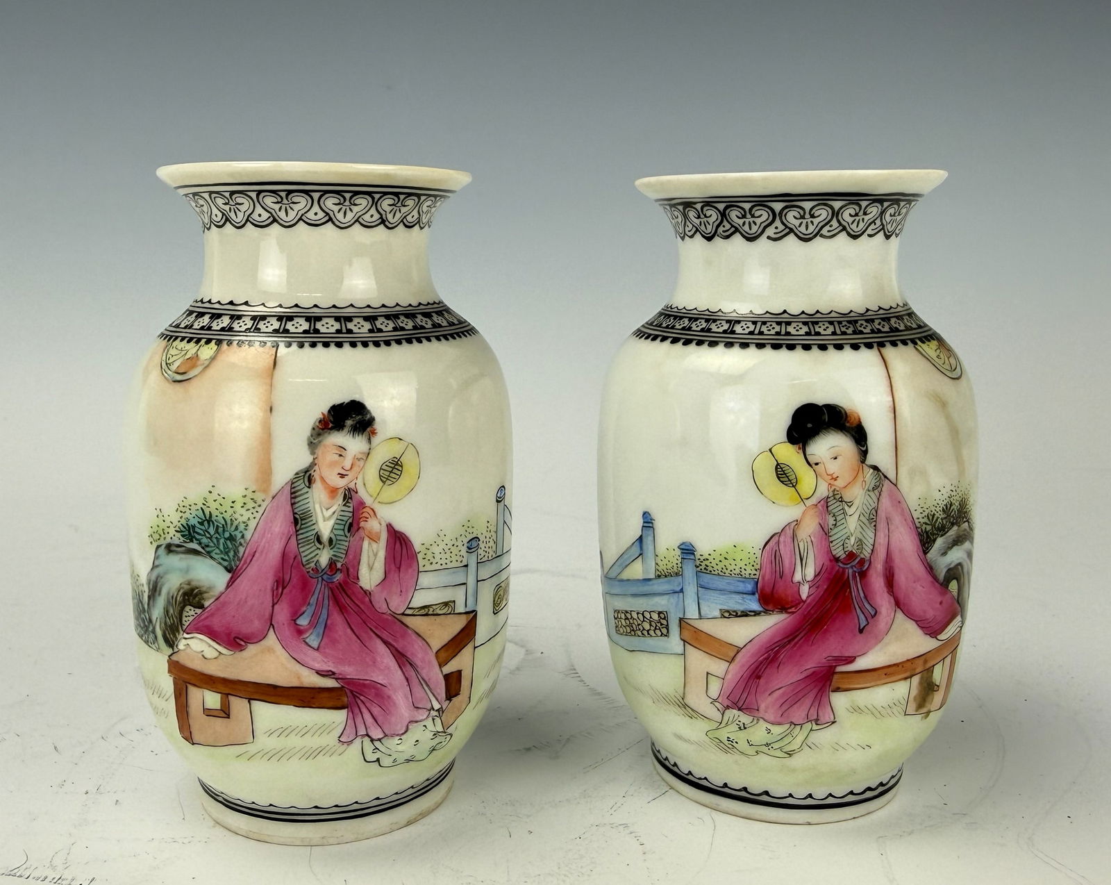 Pair of Chinese Famille Rose Porcelain Vases (1 of 4)