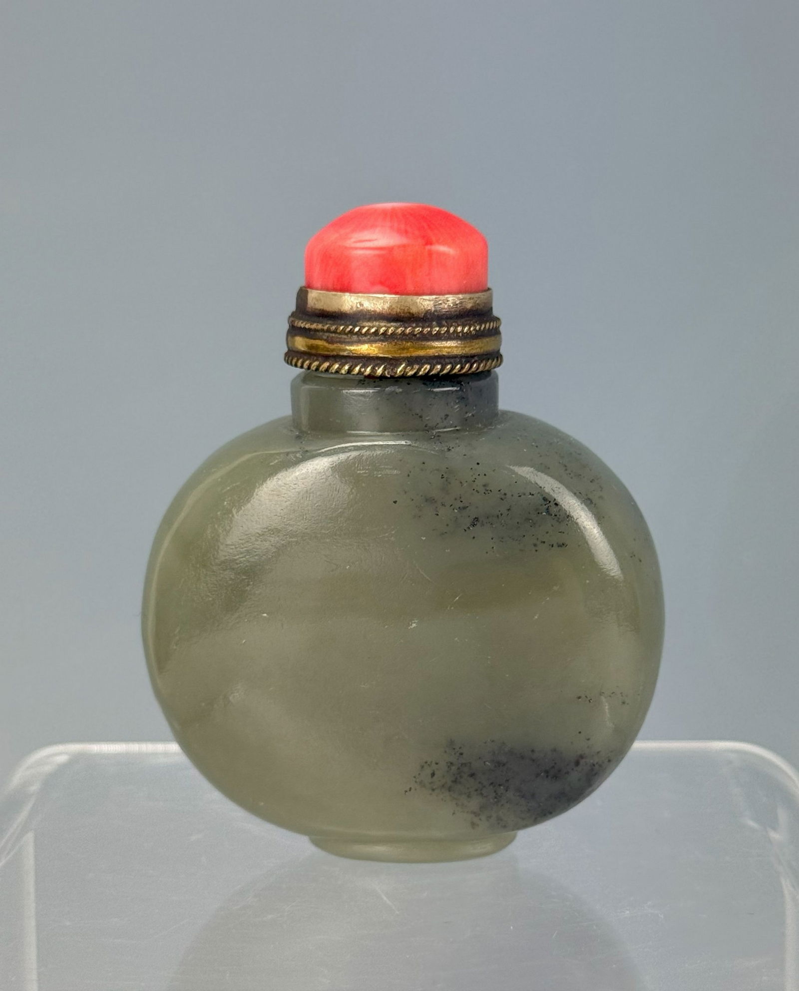 A Chinese Celadon Jade Snuff Battle (1 of 6)