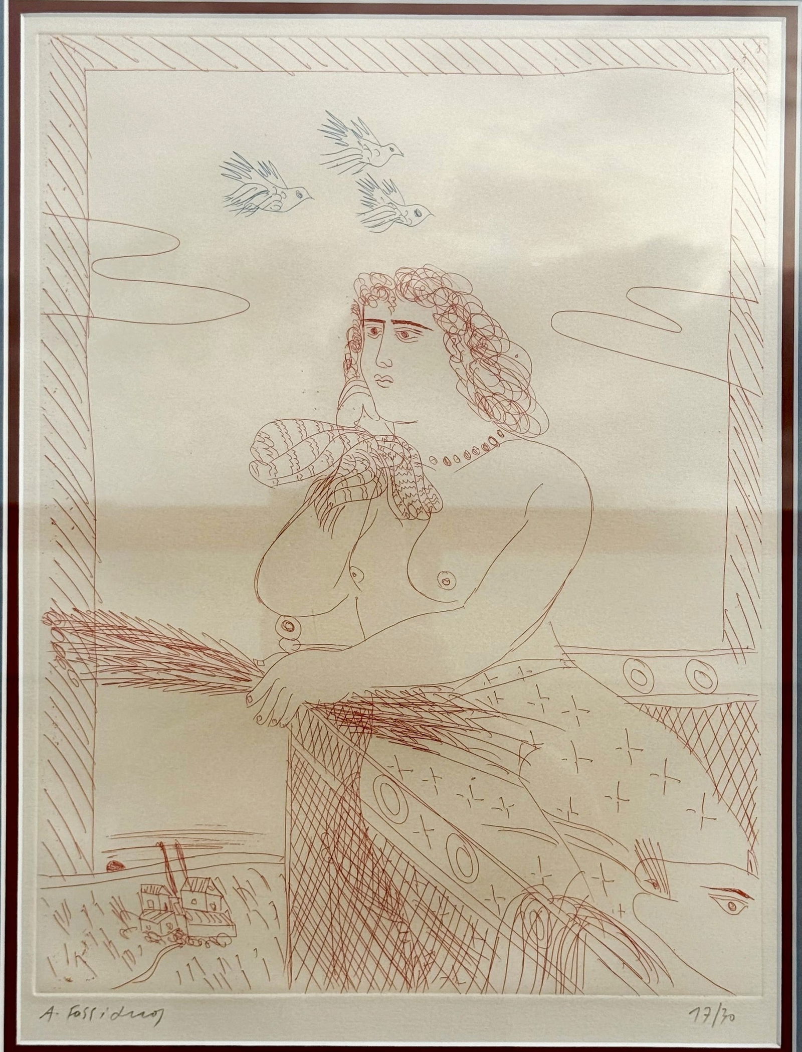 Numbered Signed Alecos Fassianos lithograph: Numbered Signed Alecos Fassianos lithograph,H 43 cm(17 in.)x W 30 cm(10 in.).Preview from Feb 23rd to 27th from 1:00 PM TO 5:00 PM Eastern Time, Location: 15229 Display Court, Rockville, MD 20850.