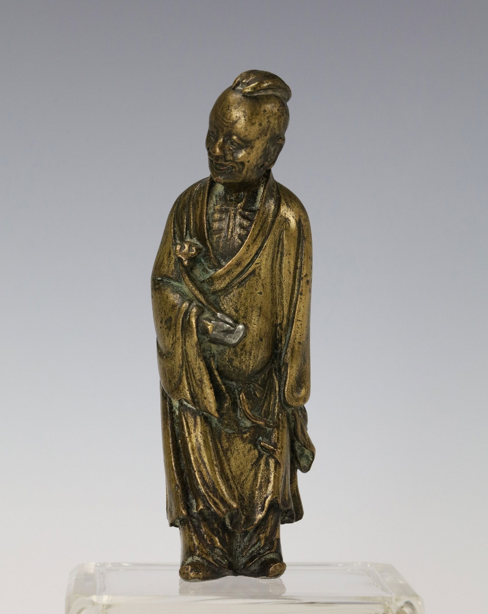 Chinese Yellow Copper Cast Satue of Scholar (1 of 6)