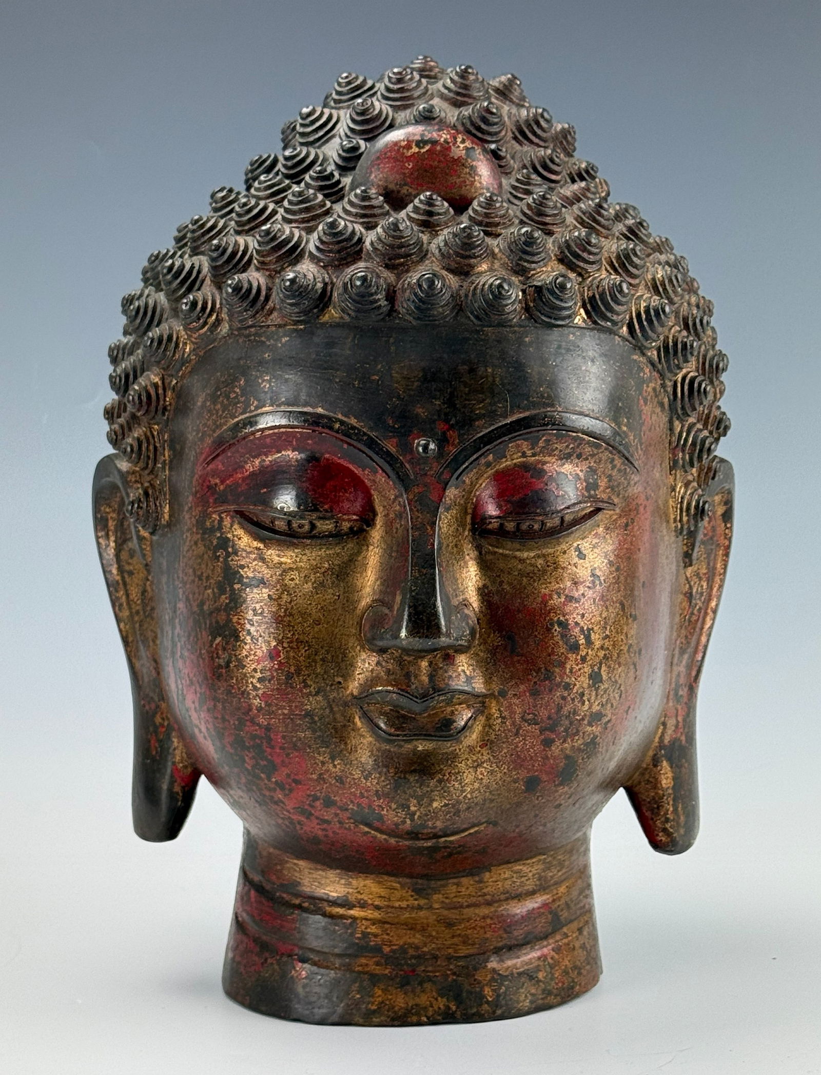 A Chinese Bronze Buddha Head Sculpture (1 of 6)