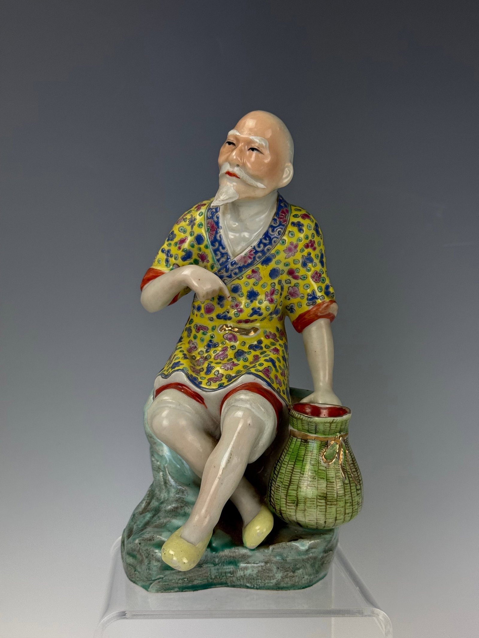 Chinese Ceramic Figure of Fishman Lishengshun Mark: Chinese Ceramic Figure of Fishman Lishengshun Mark,H 19.2cm(7.5 in.),Preview from Apr 20th to 24th from 1:00 PM TO 5:00 PM Eastern Time, Location: 15229 Display Court, Rockville, MD 20850.
