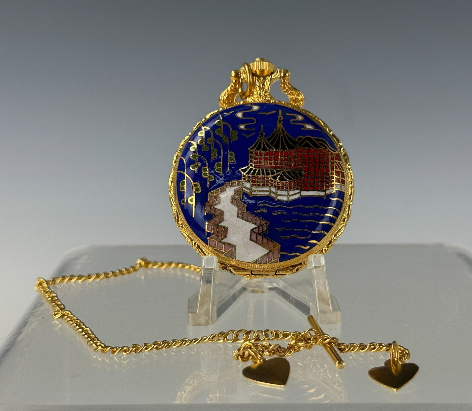 Shanghai Jin Ding Brand Cloisonne Pocket Watch: Jin Ding Brand Cloisonne Pocket Watch, D 4.7cm(1.9 in.) .Preview from Apr 20th to 24th from 1:00 PM TO 5:00 PM Eastern Time, Location: 15229 Display Court, Rockville, MD 20850.