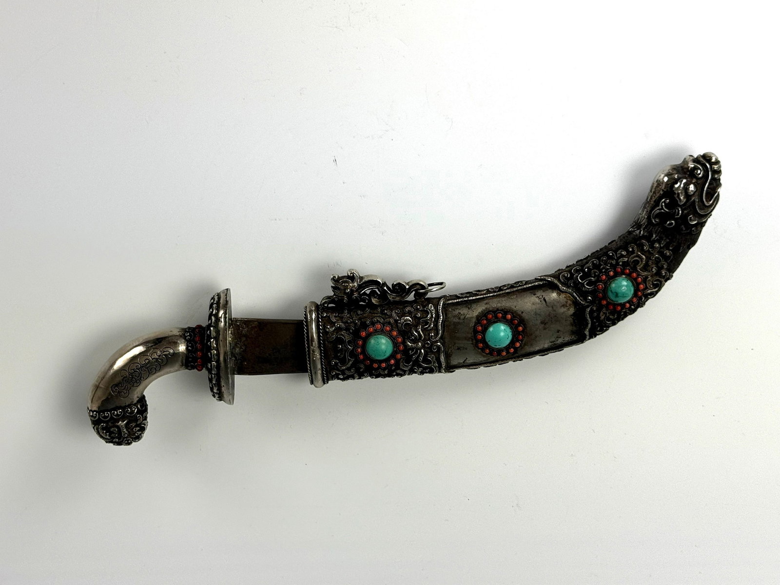 Tibetan Silver and Jeweled Dagger (1 of 6)