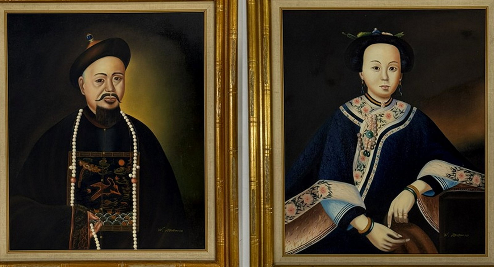 Two Oil Painting On Canvas Portraits with Chinese Empire and Empress (1 of 4)
