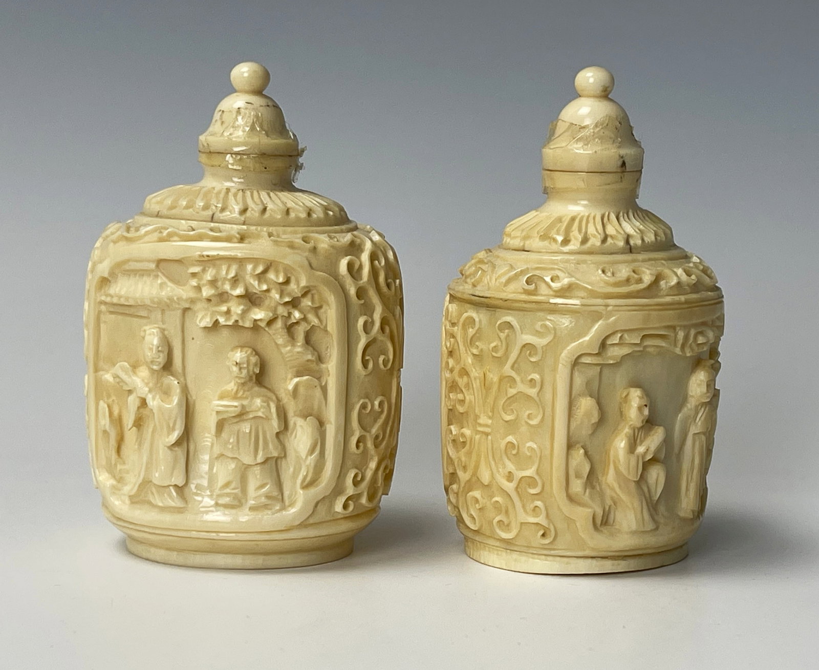 Two Antique Chinese Carved Bone Snuff Bottles (1 of 5)