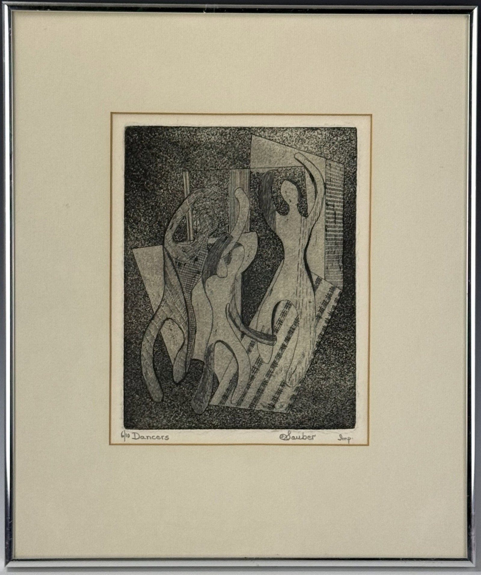 A Lithograph of Dancers Signed by Sauber: A Lithograph of Dancers Signed by Sauber,Frame H 42 cm(16.5 in.) x W 35 cm( 14 in.).Preview from Apr 20th to 24th from 1:00 PM TO 5:00 PM Eastern Time, Location: 15229 Display Court, Rockville, MD 208