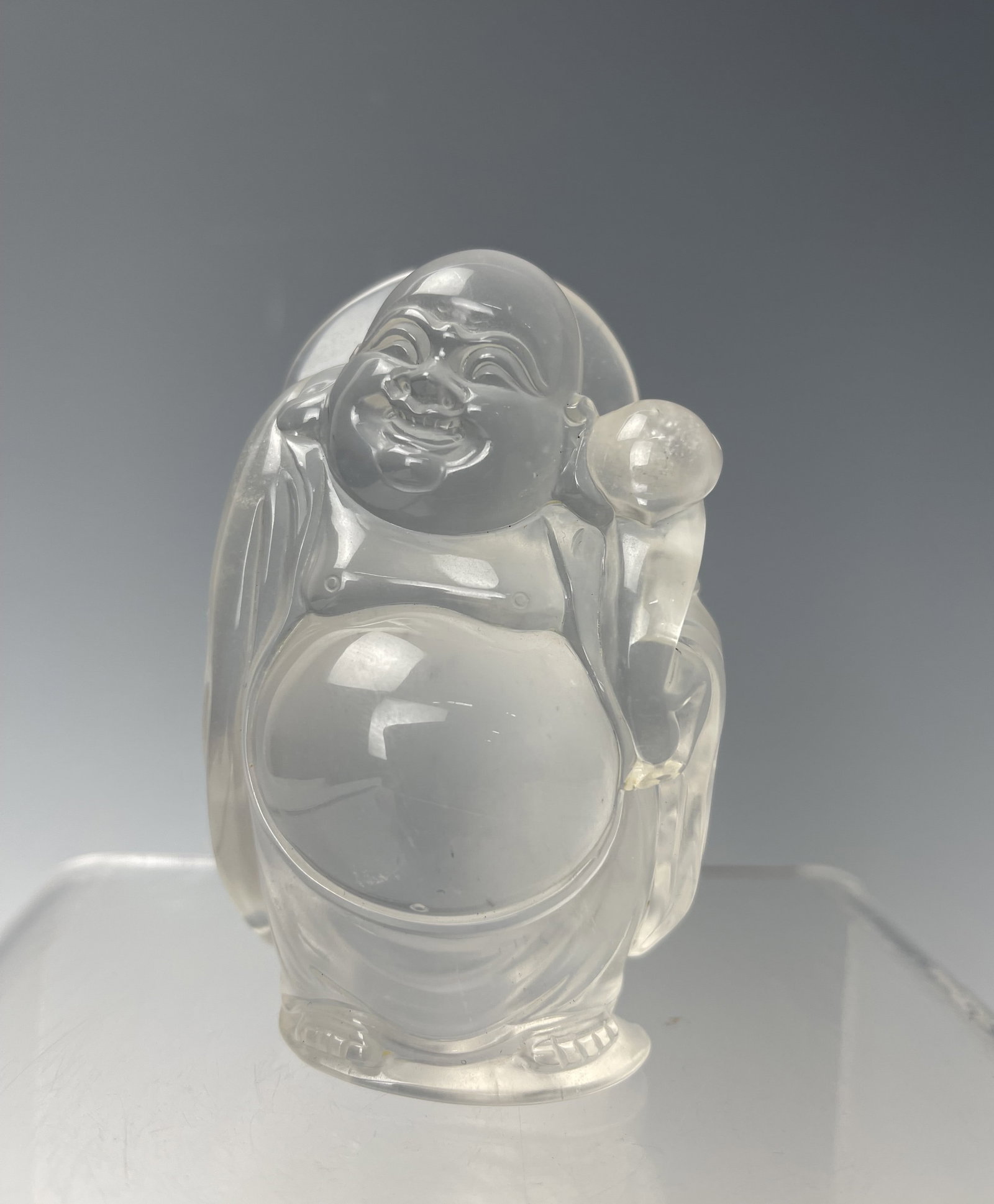 A Chinese Crystal Glass Happy Budda Figure (1 of 3)