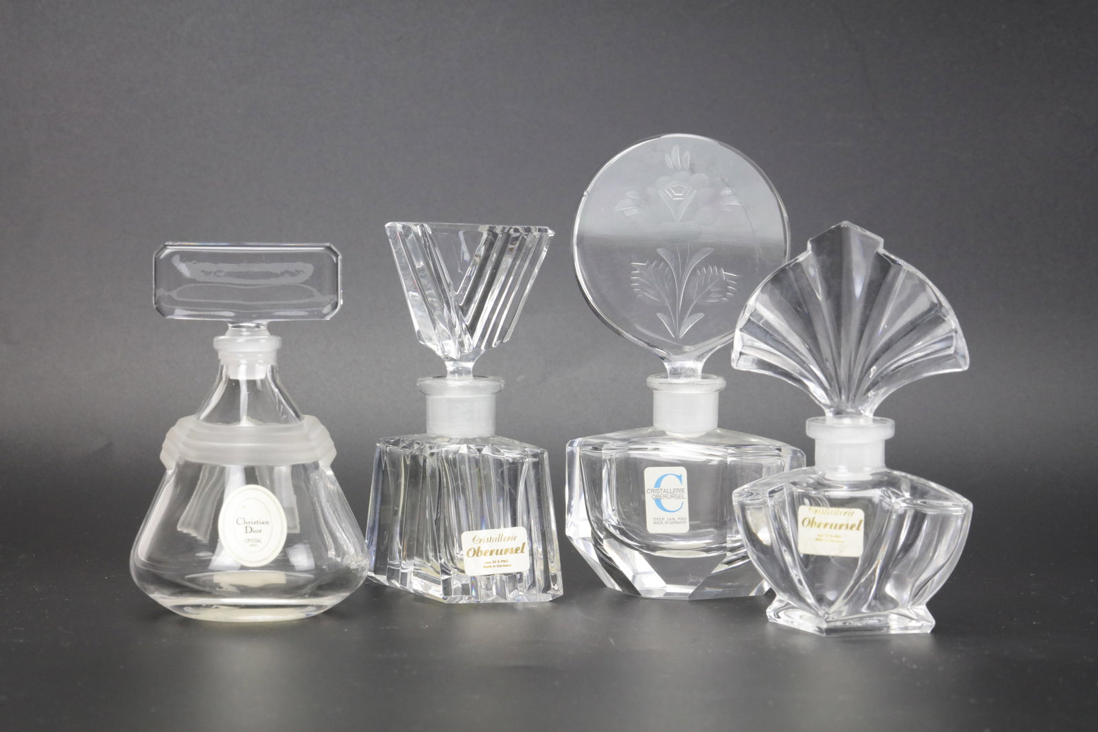 Vintage Crystal Perfume bottle Manufactured by Cristallerie Oberursel in Germany. H12.5cm(5in). (1 of 5)