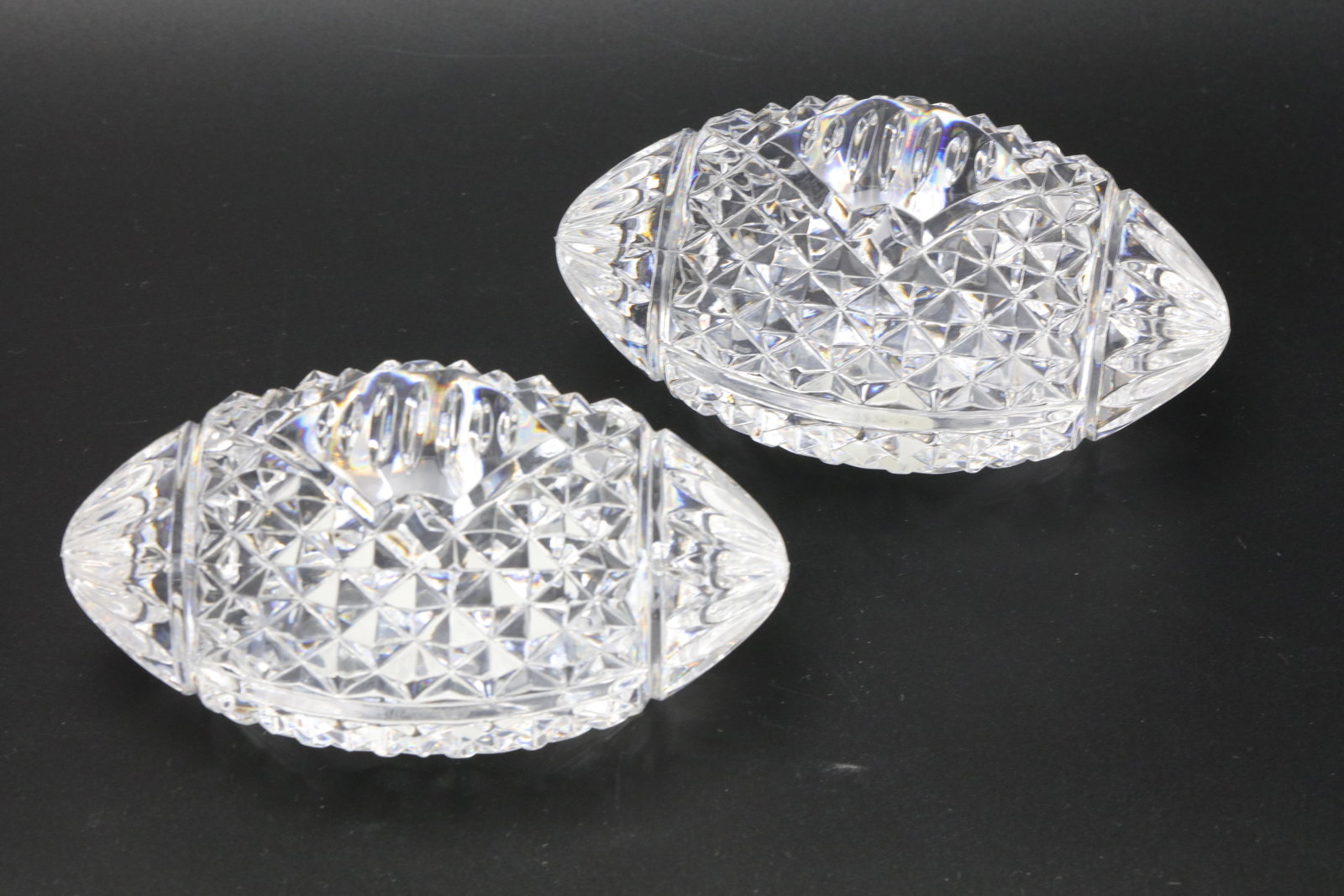 Waterford Crystal Football Paperweight 2 pieces. L12cm(4.7in) H6cm(2.4in). Preview from Apr 20th to: Waterford Crystal Football Paperweight 2 pieces. L12cm(4.7in) H6cm(2.4in). Preview from Apr 20th to 24th from 1:00 PM TO 5:00 PM Eastern Time, Location: 15229 Display Court, Rockville, MD 20850.