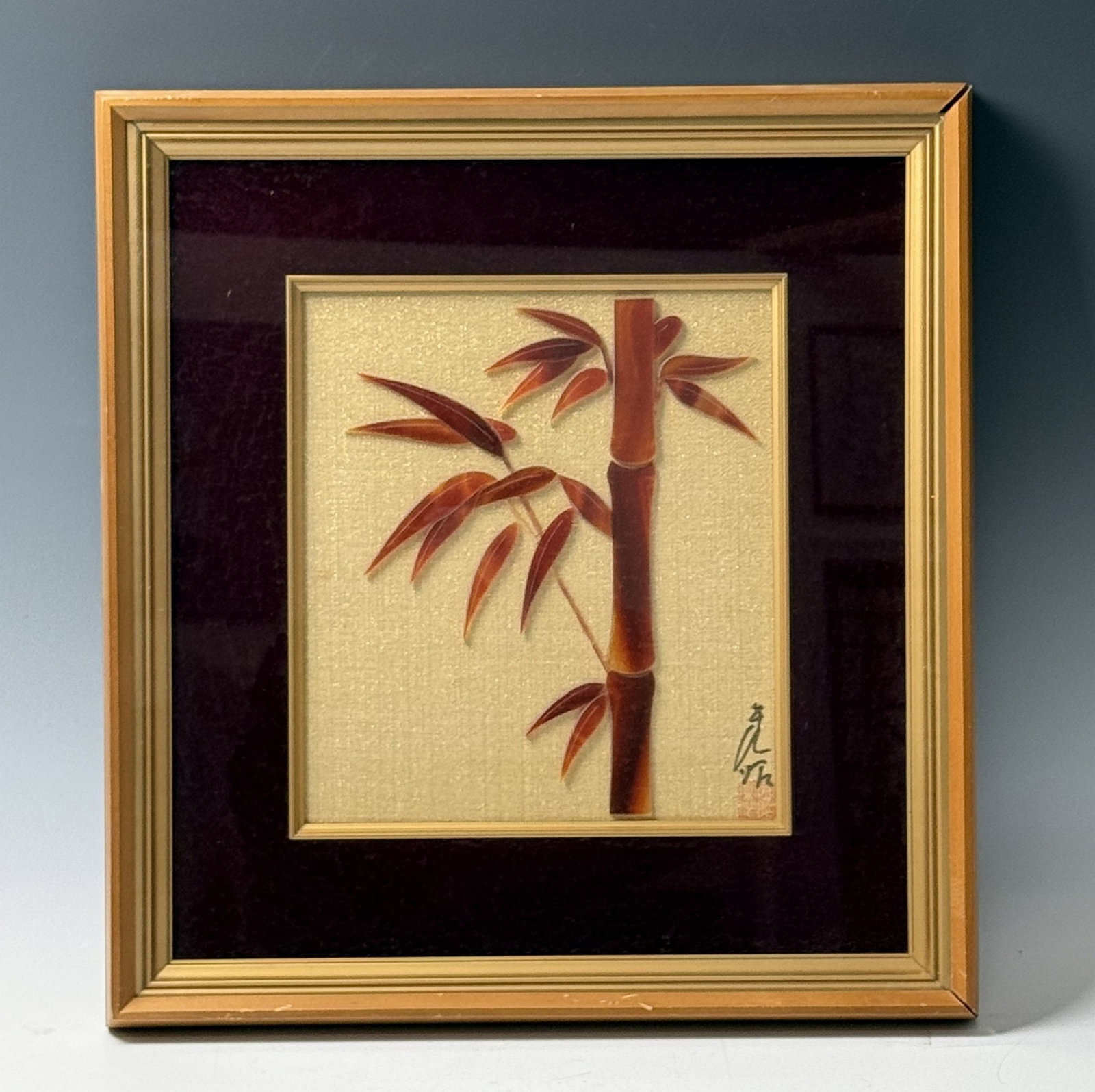 Framed Japanese Stone Bamboo: Framed Japanese Stone Bamboo,H 46cm(18in.) x W 43cm(17in.), Preview from June 22nd to 26th from 1:00 PM TO 5:00 PM Eastern Time, Location: 15229 Display Court, Rockville, MD 20850.