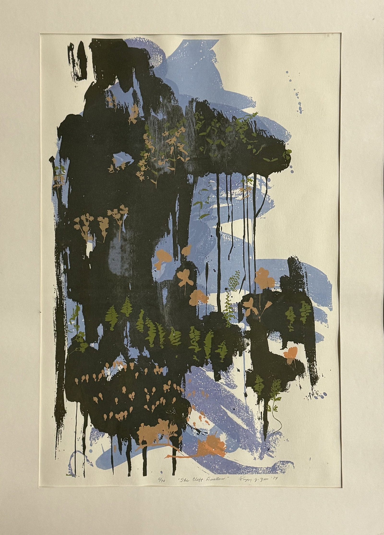 Woodblock Print The Cliff Dwellers and Signature Peggy G Lee (1 of 3)