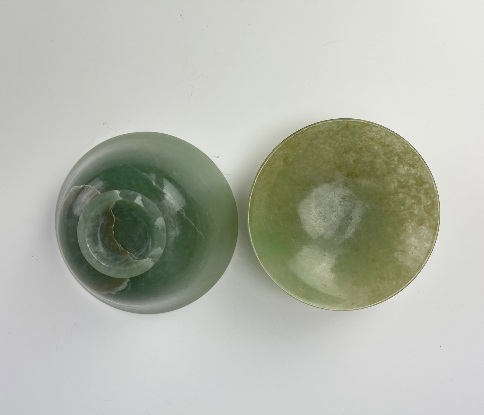 A Chinese Carved Jadeite Cup Lidded with Wood Stand - 4