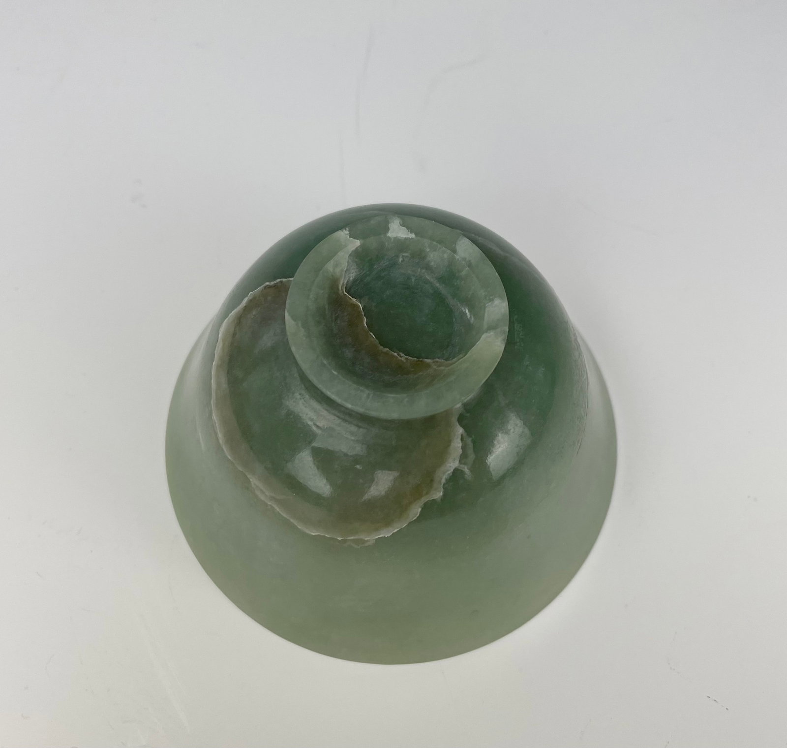 A Chinese Carved Jadeite Cup Lidded with Wood Stand - 7
