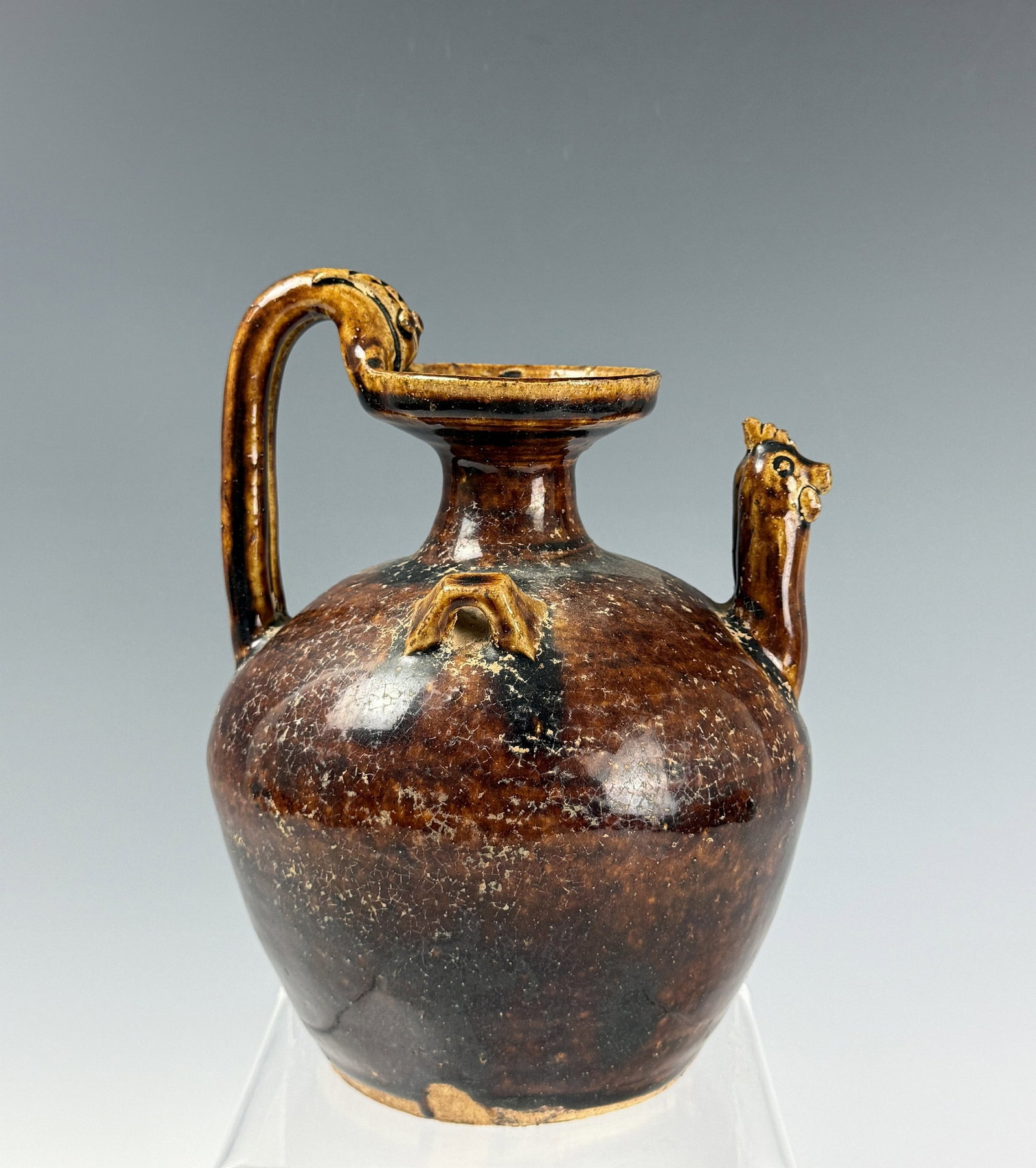 A Chinese Brown Glazed Chicken Head Ewer Possibly Han Dynasty (1 of 7)