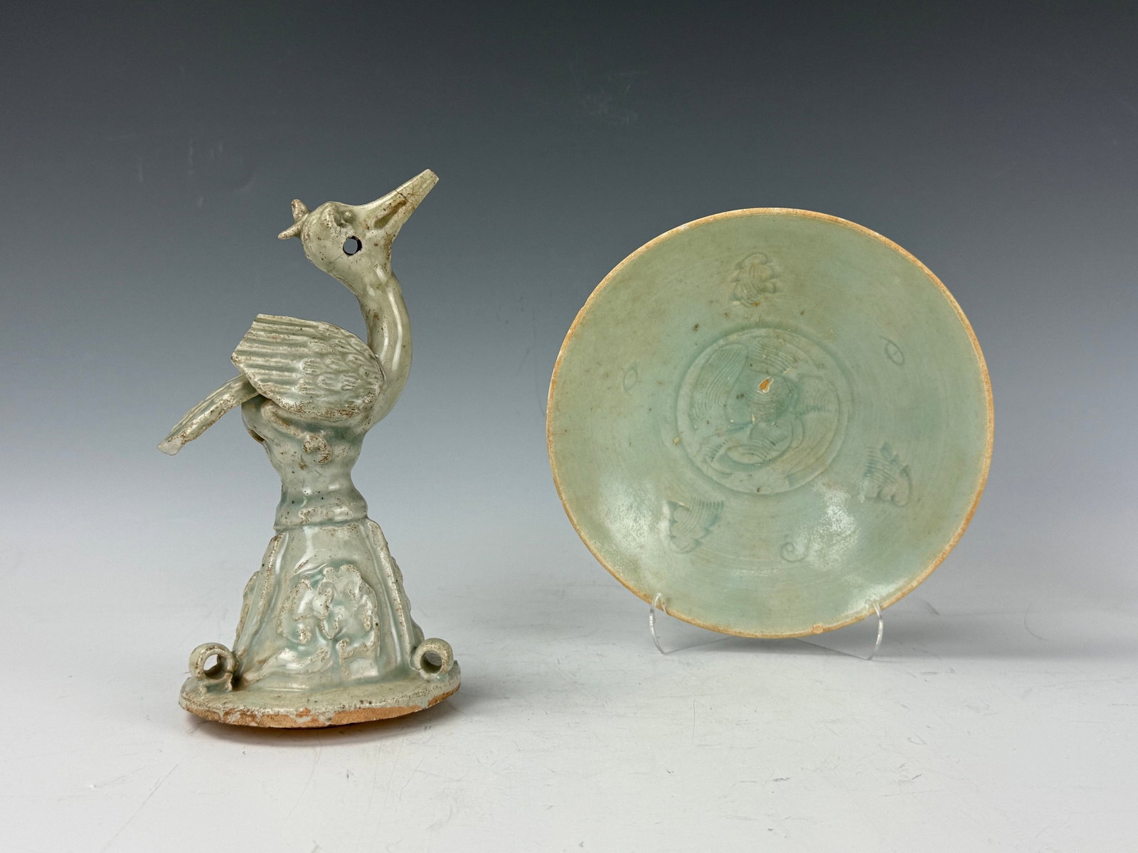 Ancient Chinese Ceramic Bowl and Qingbai Ceramic Bird Shape Urn Lid (1 of 10)
