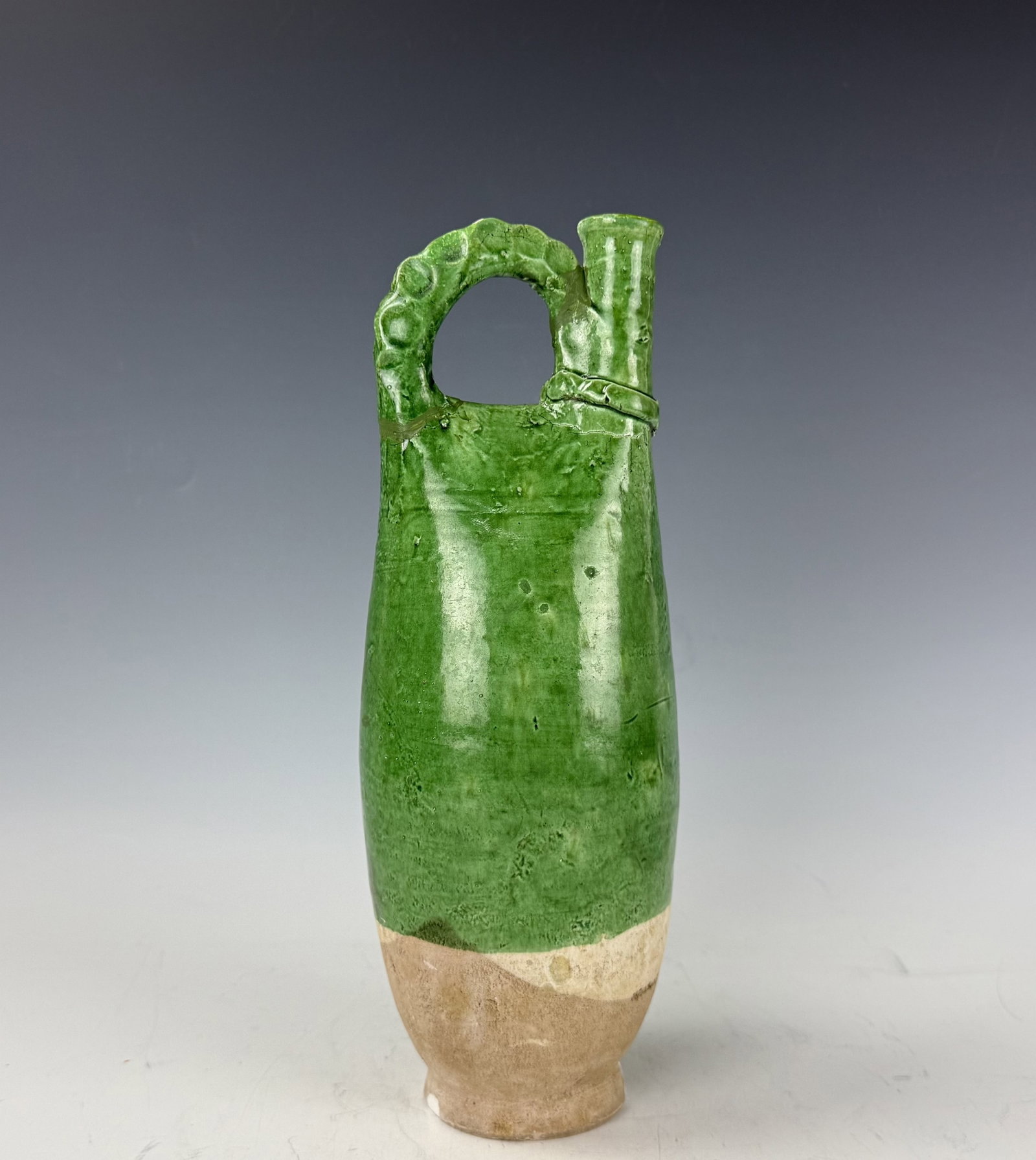 Liao Dynasty Green Glazed Stoneware Flask (1 of 6)