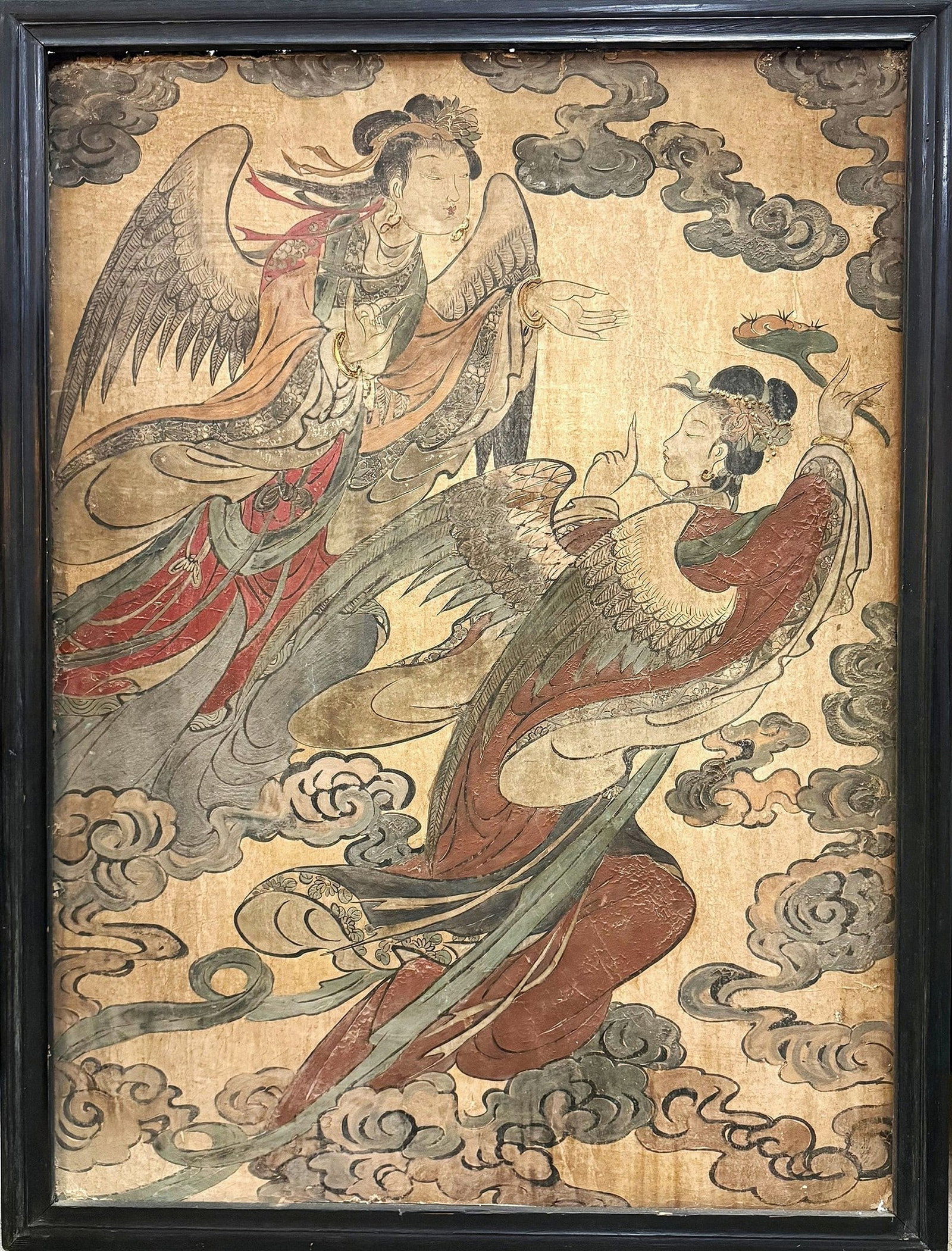 Chinese Antique Polychrome Stucco Fresco Panel (1 of 6)