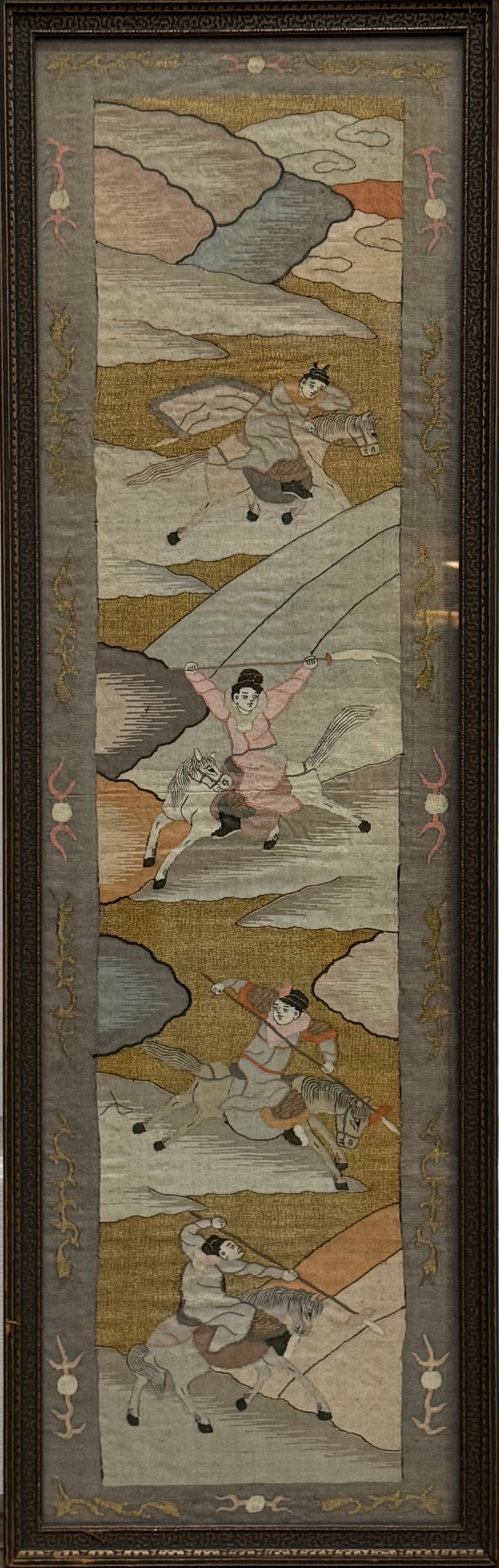 Chinese Kesi Artwork of Mounted Warriors in Landscape (1 of 4)