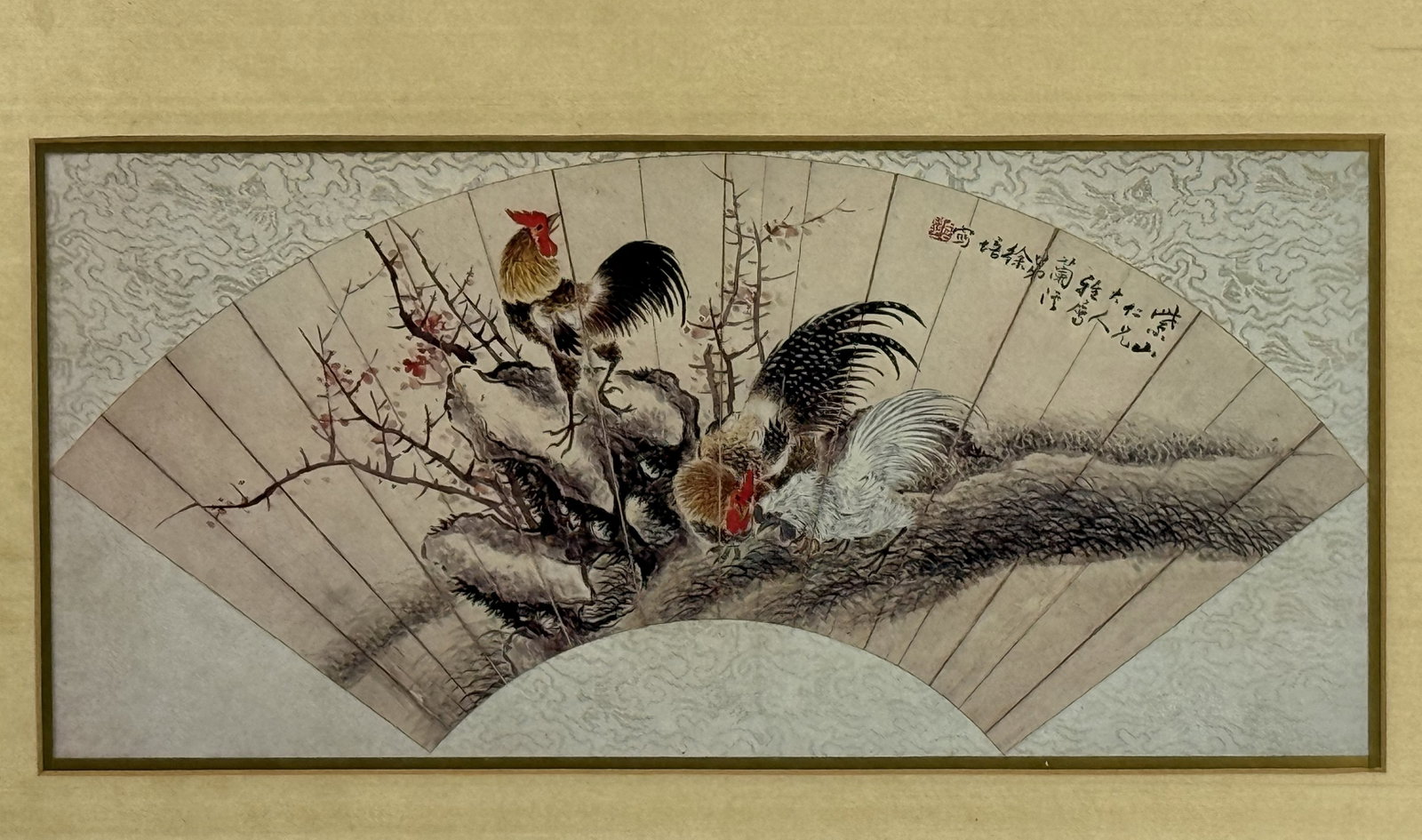 Framed Chinese Fan Painting By Xu Pei (1 of 3)