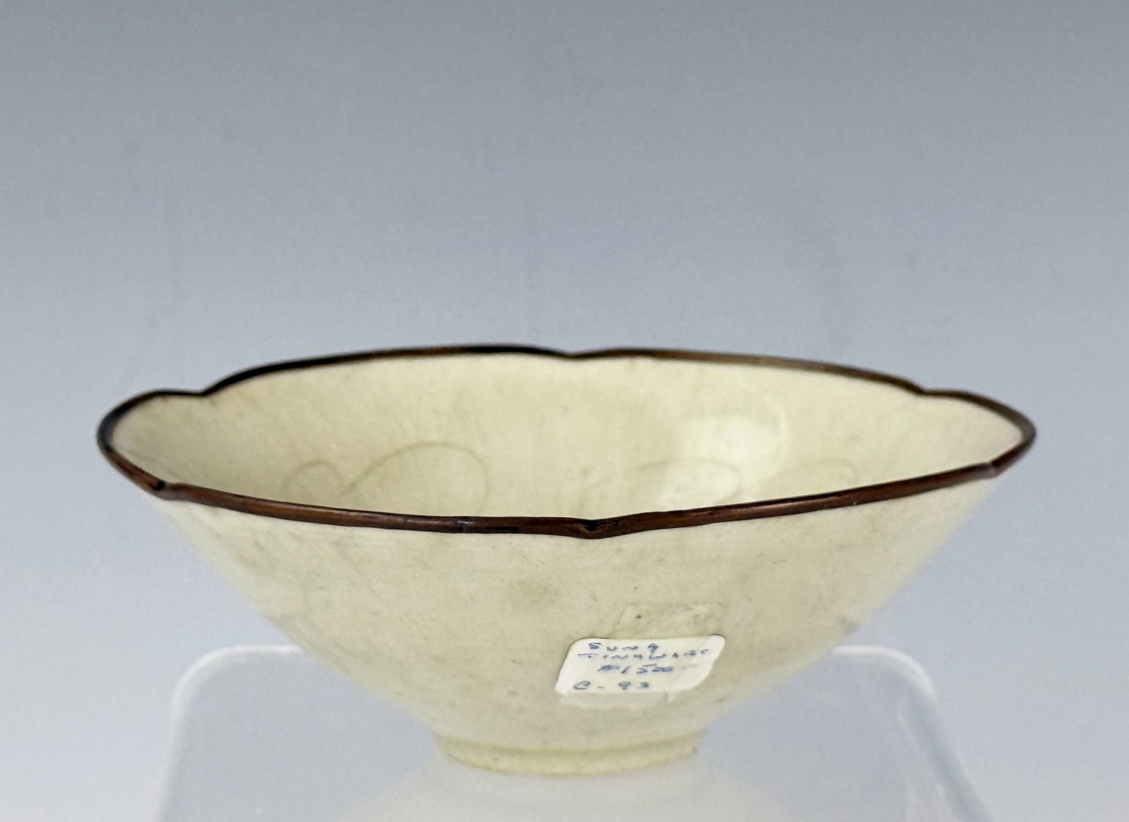 Northern Song Yingqing Porcelain Bowl with Incised Patterns and Copper Month Rim (1 of 7)