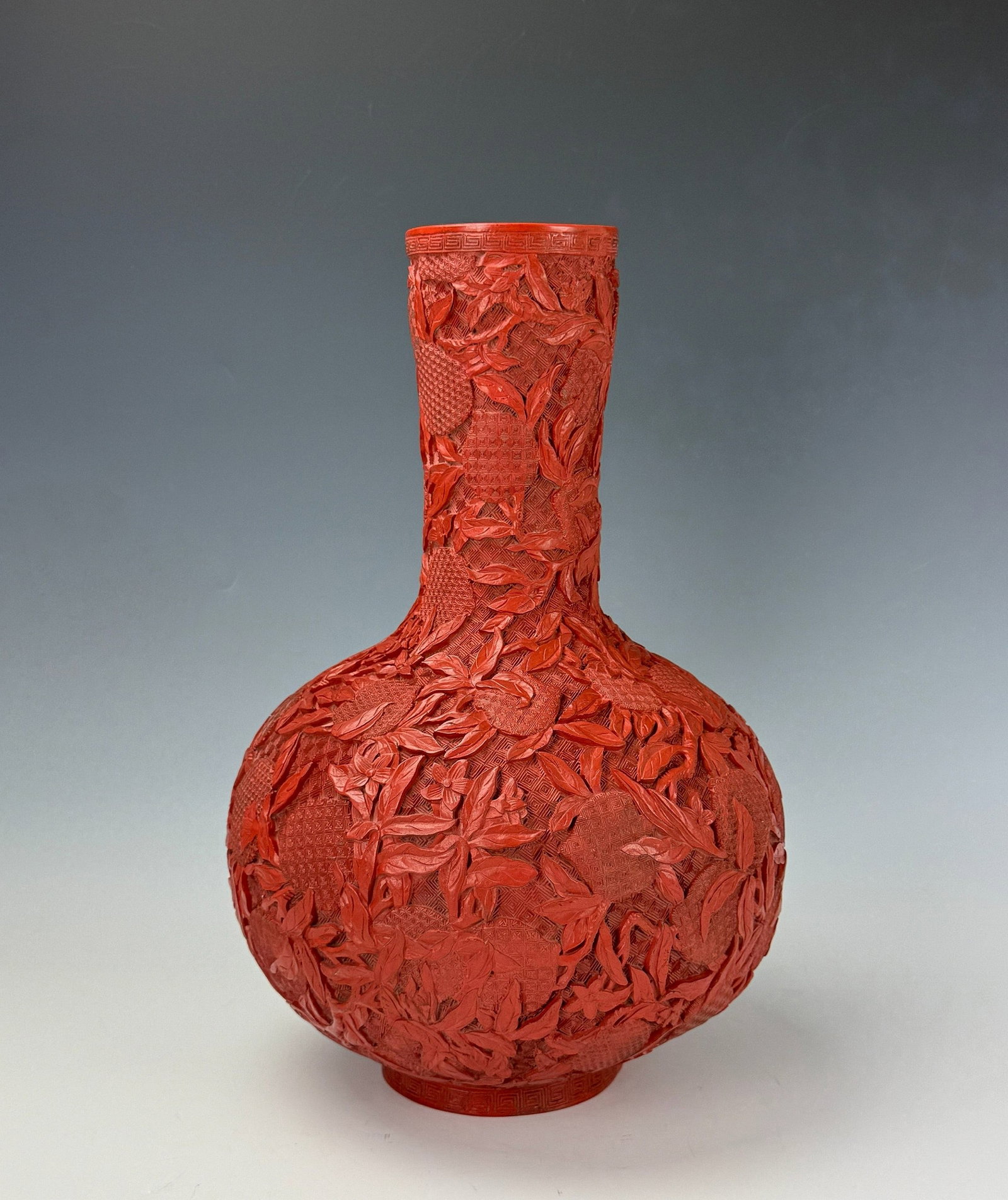 Chinese Carved Red Cinnabar Lacquer Globular Vase Qianlong Mark (1 of 5)