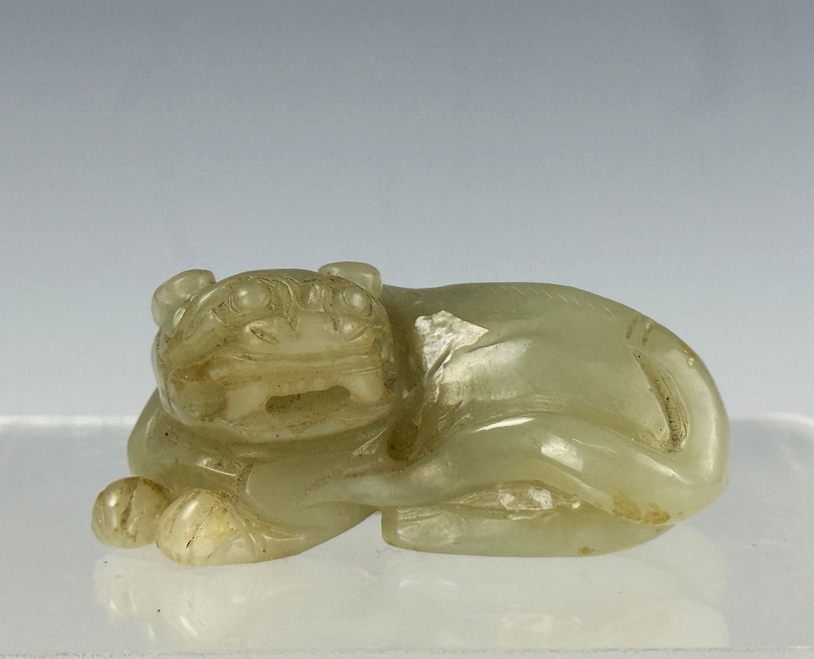 Chinese Carved Celadon Jade Tiger Sculpcher (1 of 6)