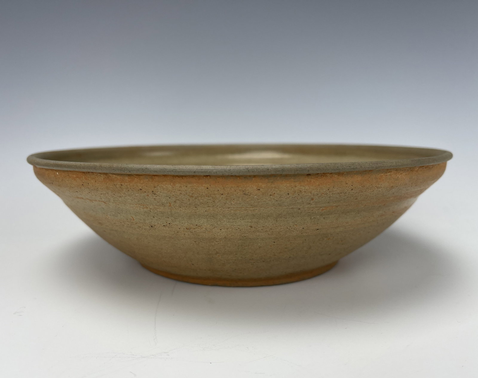 Asian Antique Olive Green Glazed Stoneware Bowl (1 of 5)