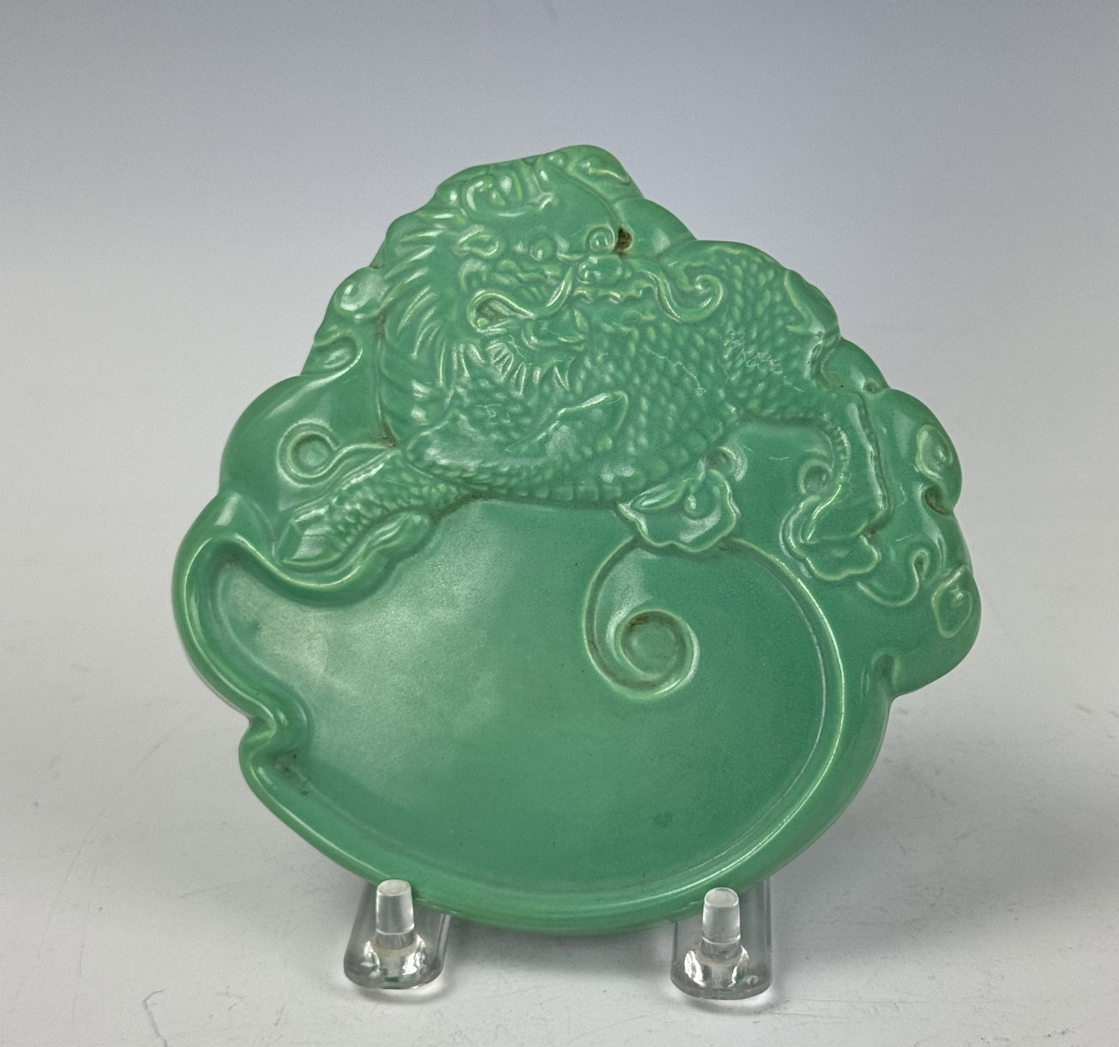 Chinese Turquoise Porcelain Brush Palette with Dragons (1 of 4)