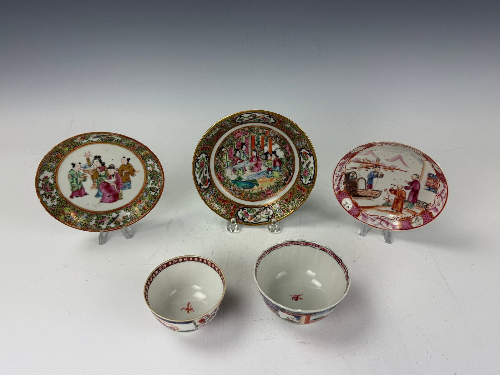 Set of 5 Qing Dynasty Chinese Porcelain Plates and Cups (1 of 12)