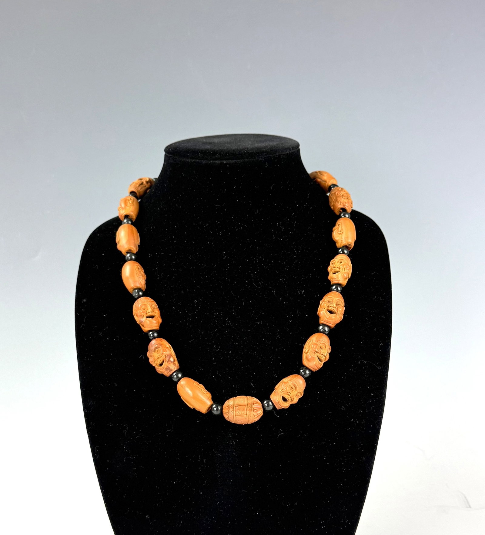 Chinese Carved 18 Buddhist Arhats Olive Pits Necklace (1 of 5)