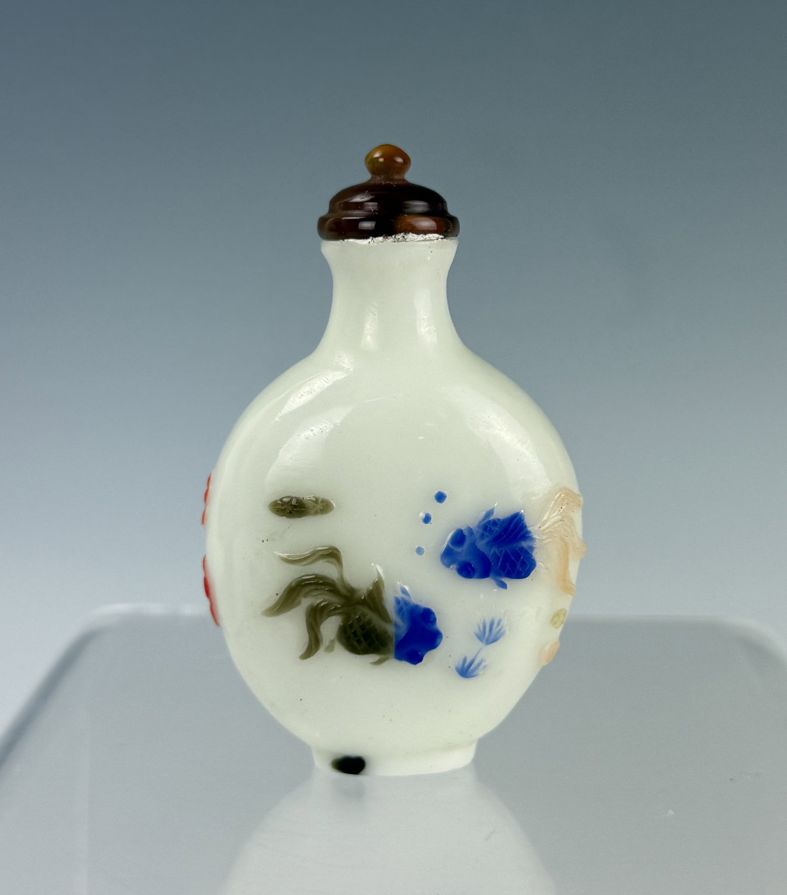 Chinese Opaque Peking Glass Snuff Bottle with Seven Colors Overlay (1 of 5)