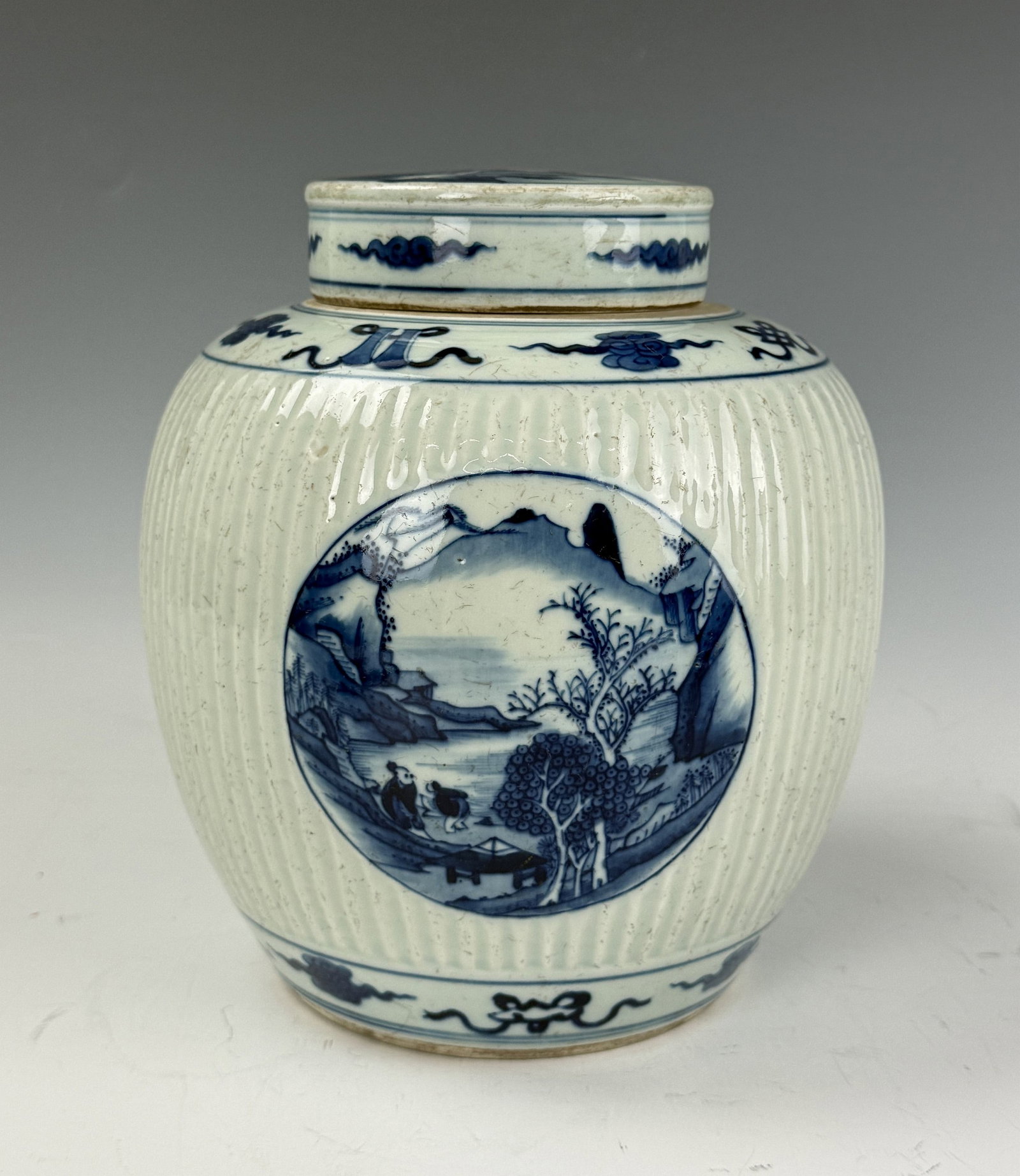 Chinese Blue and White Porcelain Jar with Landscape and Scholars (1 of 8)